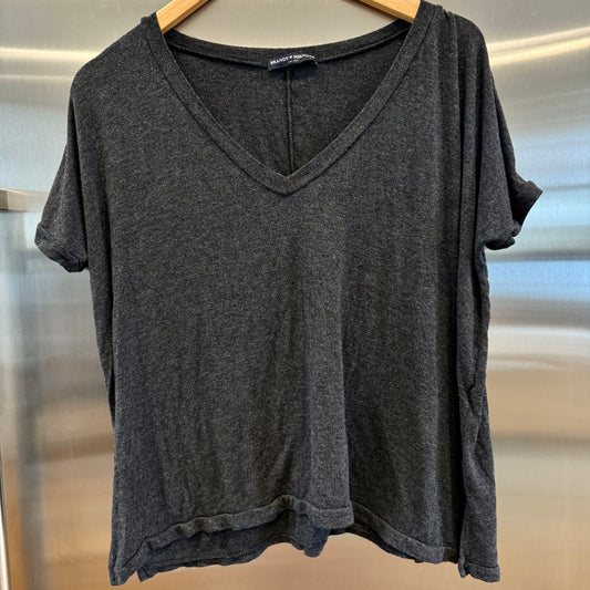 Brandy Melville Grey Slouchy V Neck T Shirt Oversized Lightweight , No Flaws Pre-Owned