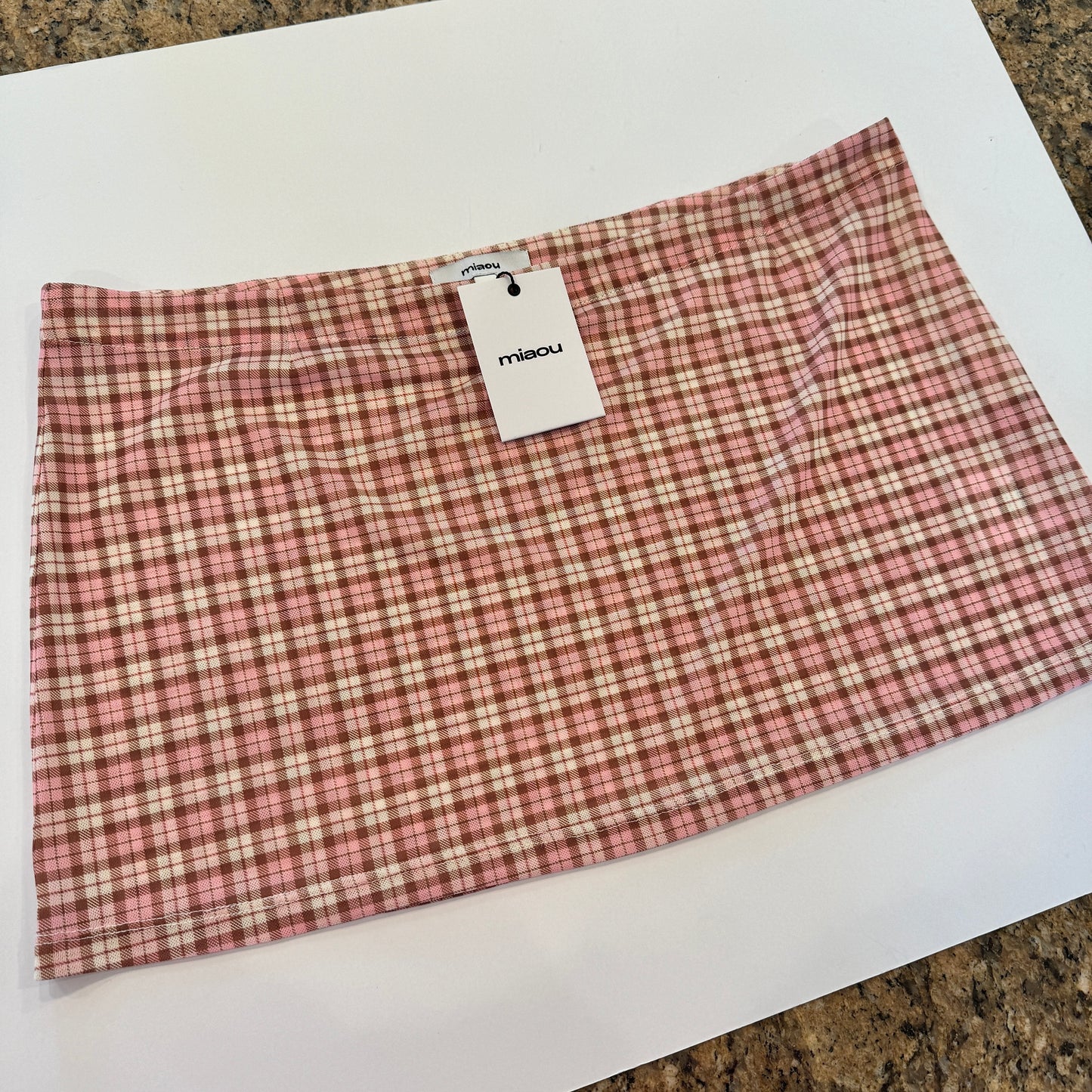 Miaou Fig Mini Skirt in Baby Plaid