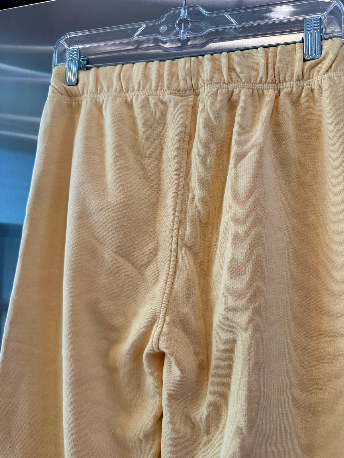 Ganni Isoli Sweatpants in Yellow French Terry Cotton with embroidered logo