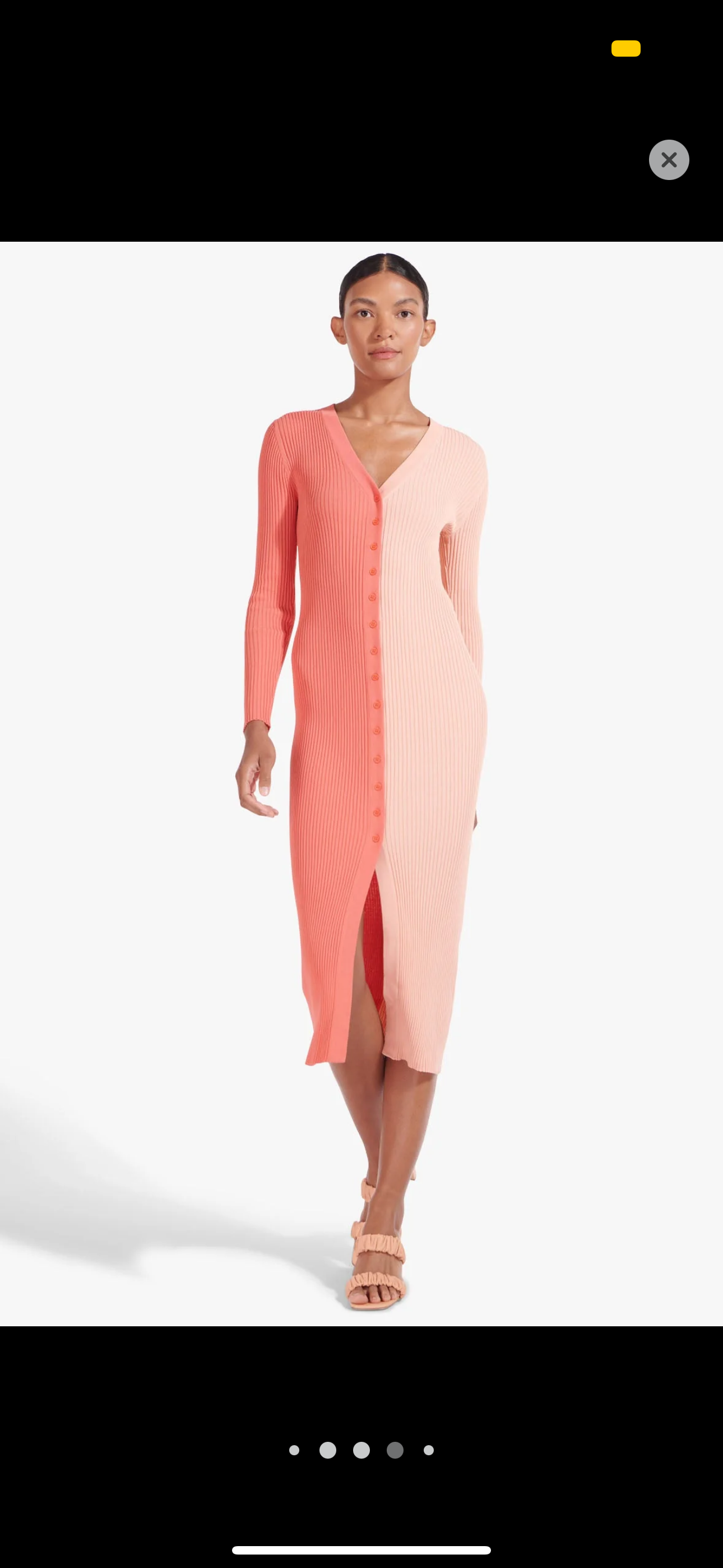 Staud Shoko Sweater Dress in Bittersweet Peach Light Pink Blush Button Down