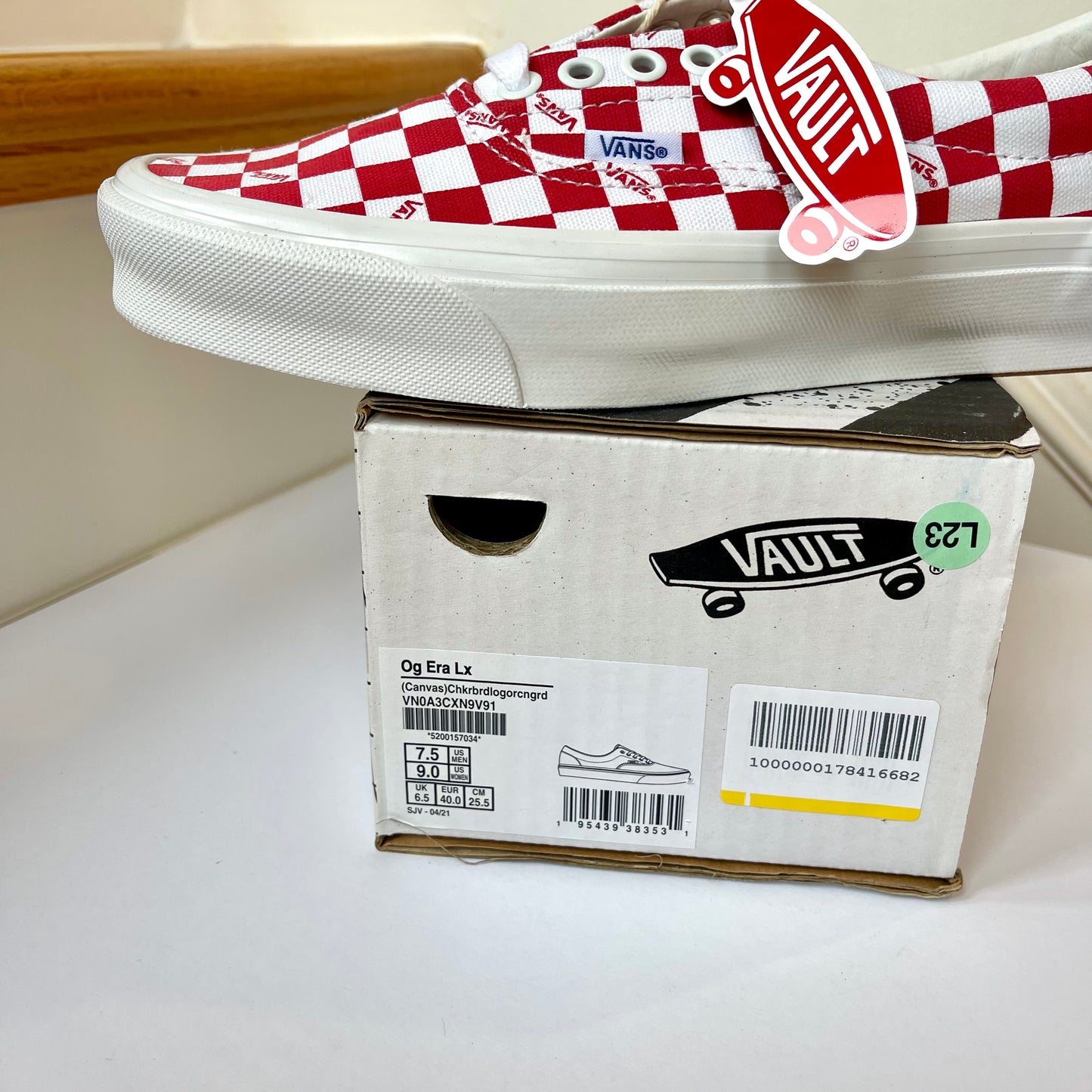 Vans OG Era LX Lace Up Sneakers in red logo checkerboard classic sneakers