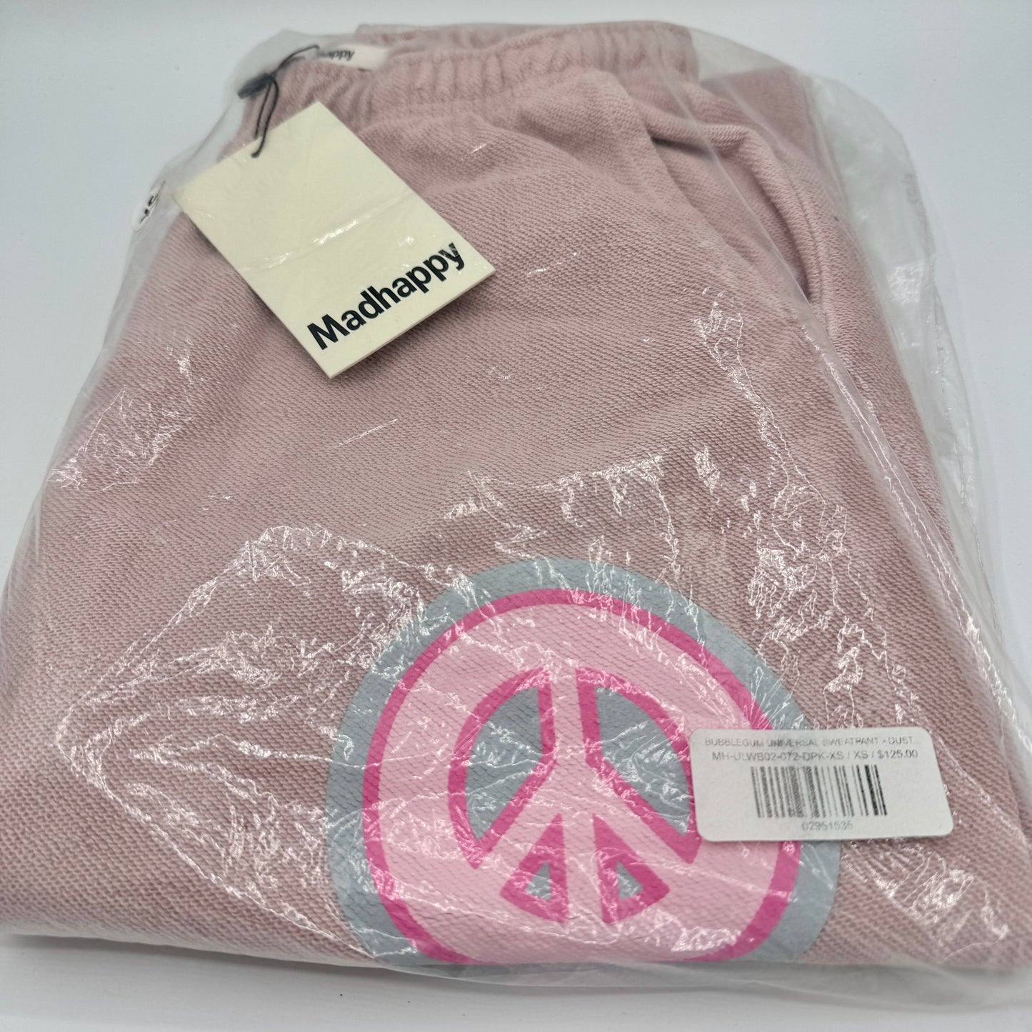 MadHappy Universal Sweatpants Bubblegum Light Dusty Pink Unisex Peace Sign