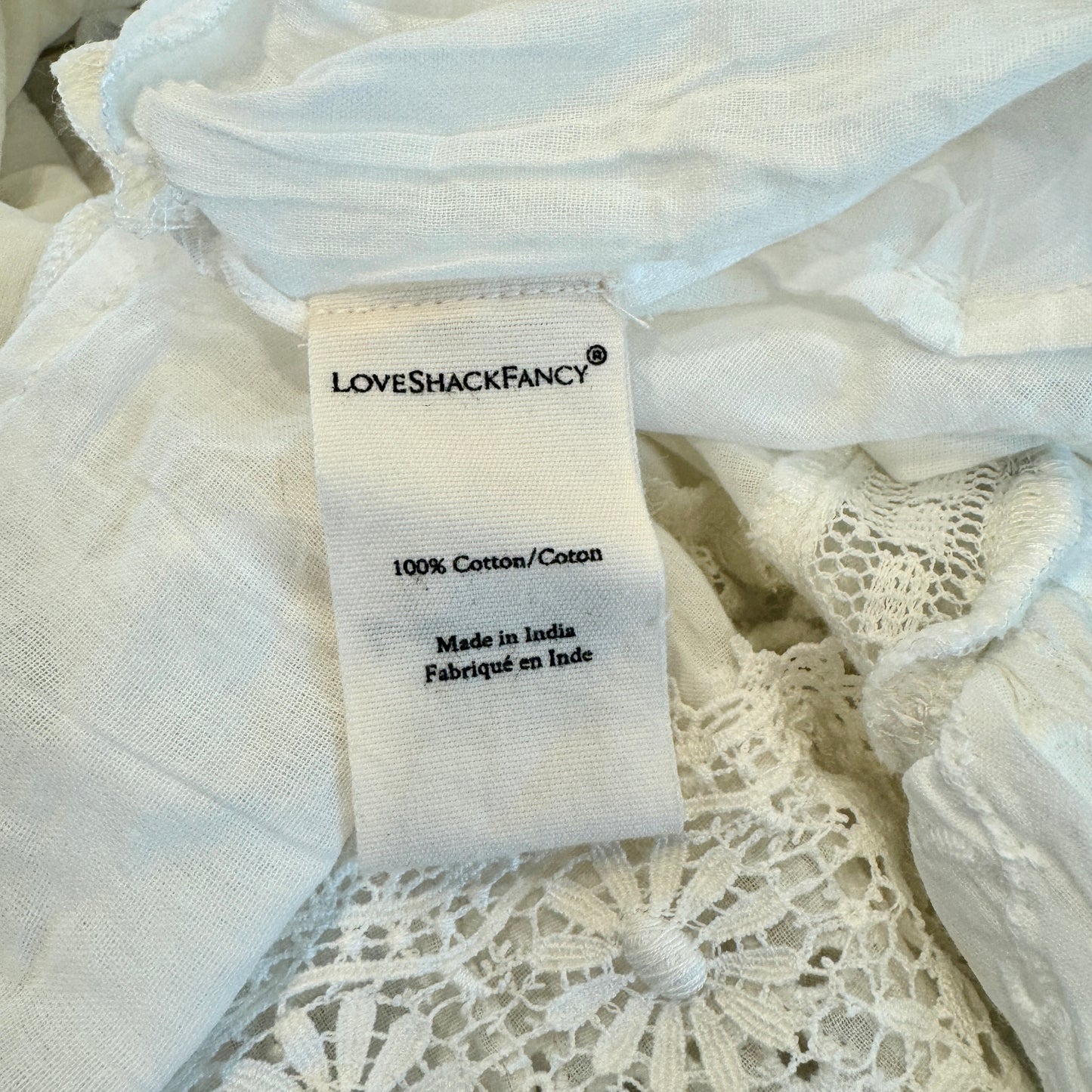 LoveShackFancy Tanisha mini skirt eyelet lace true white floral ruffle