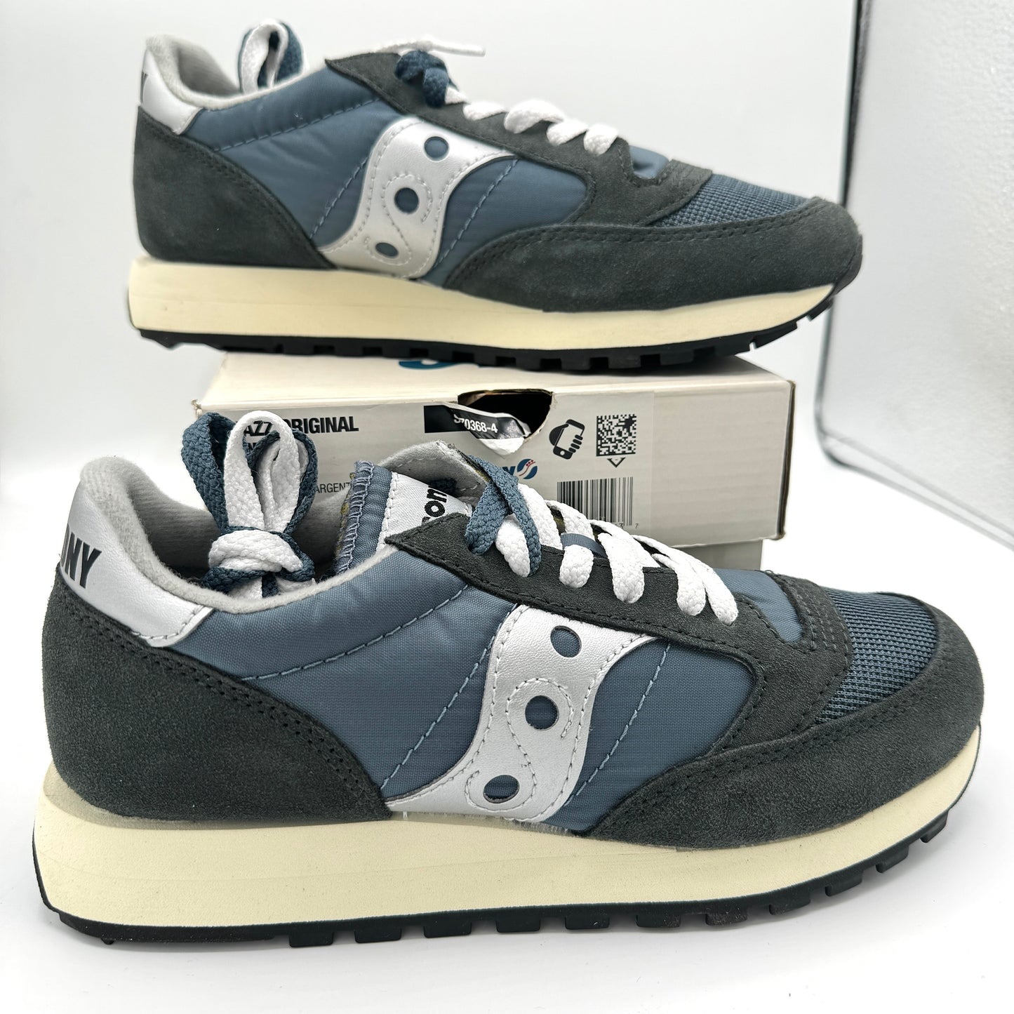 Saucony Jazz Vintage Classic Sneakers Navy Blue White Silver Original Runners