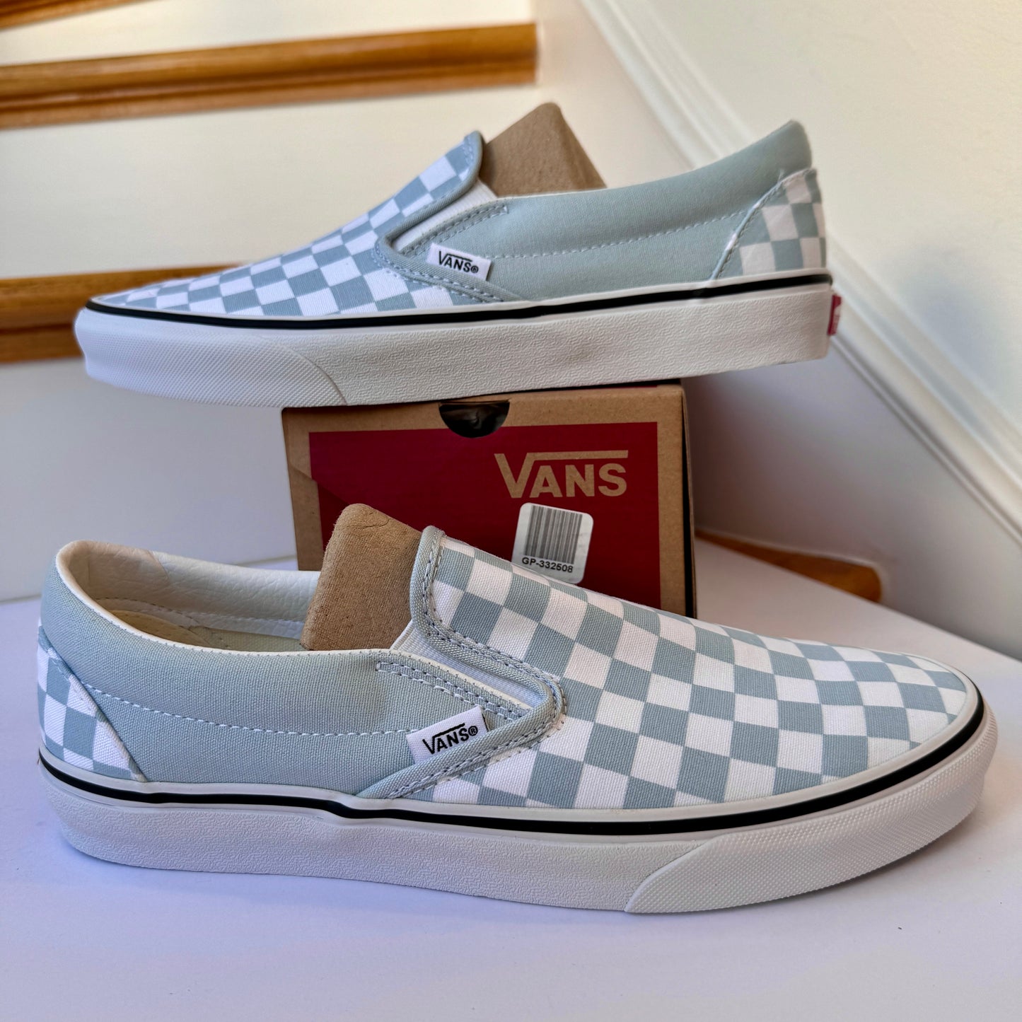 Vans Slip-On Classic Skate Shoes Checkerboard Baby Blue Shoes Classic Unisex