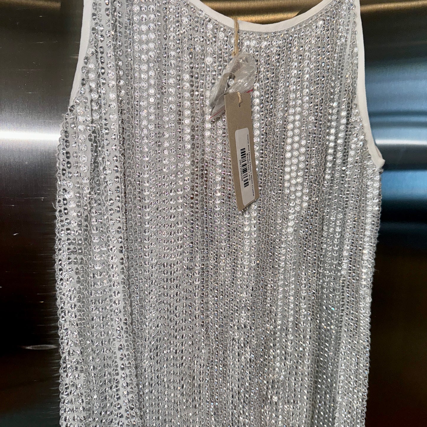 Le Superbe Done and Done Crystal Mini Dress white / silver beaded jewels