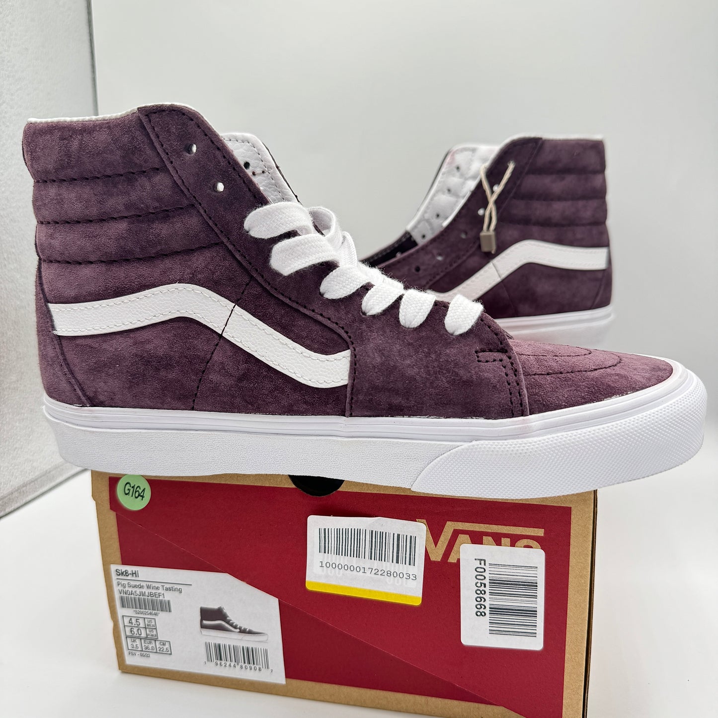 Vans Sk8 Hi Pig Suede Wine Tasting Dark Purple Skate Sneakers High Tops