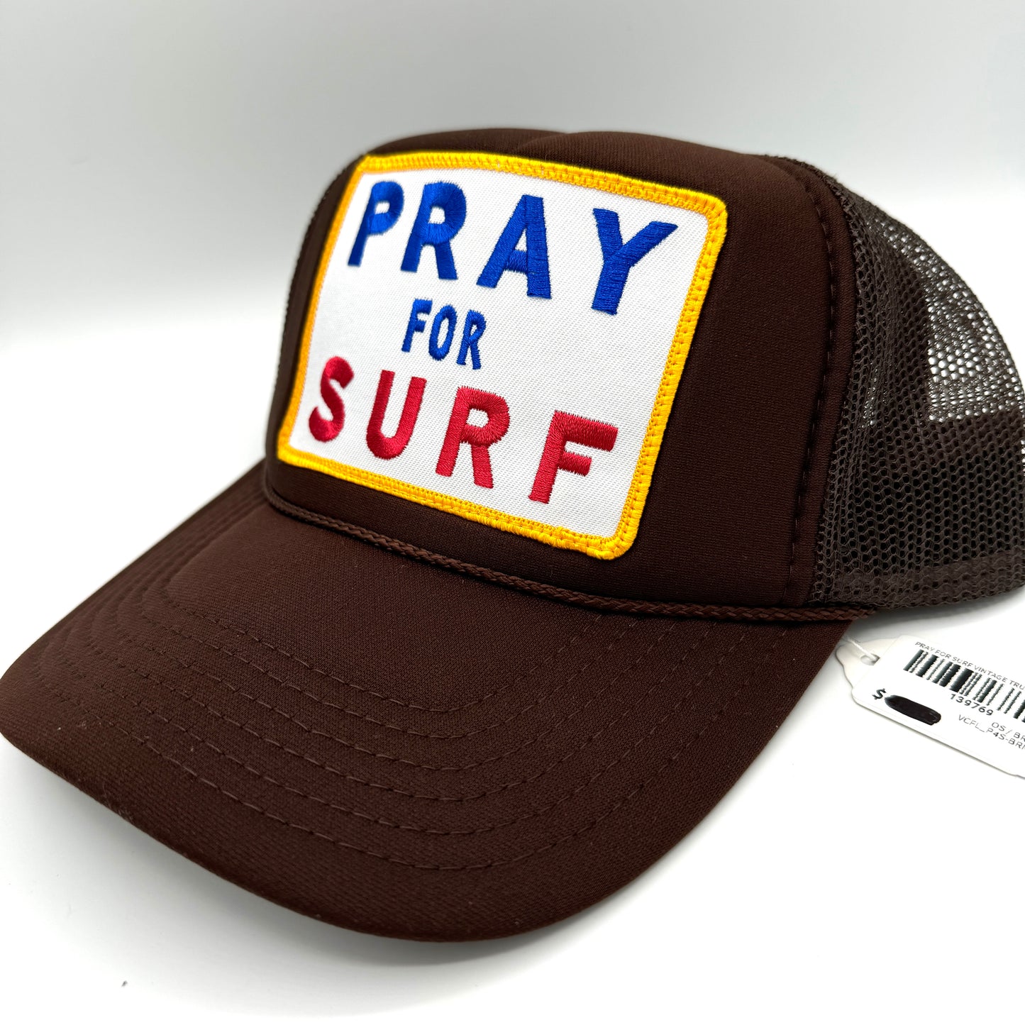 Aviator Nation Pray For Surf Brown Trucker Hat Cap Embroidered Classic beach