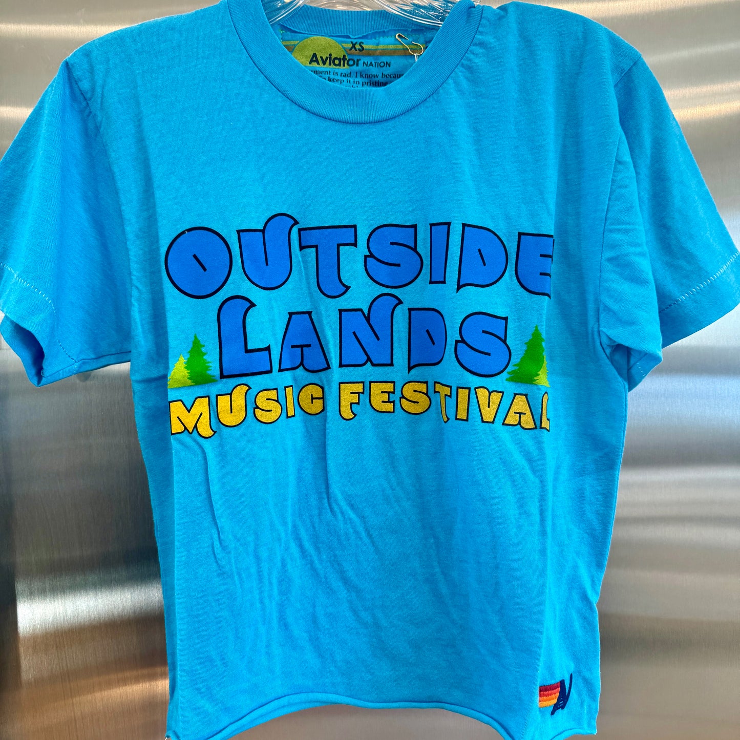 Aviator Nation Outside Lands Festival 2024 Neon Blue Women’s Boyfriend Tee