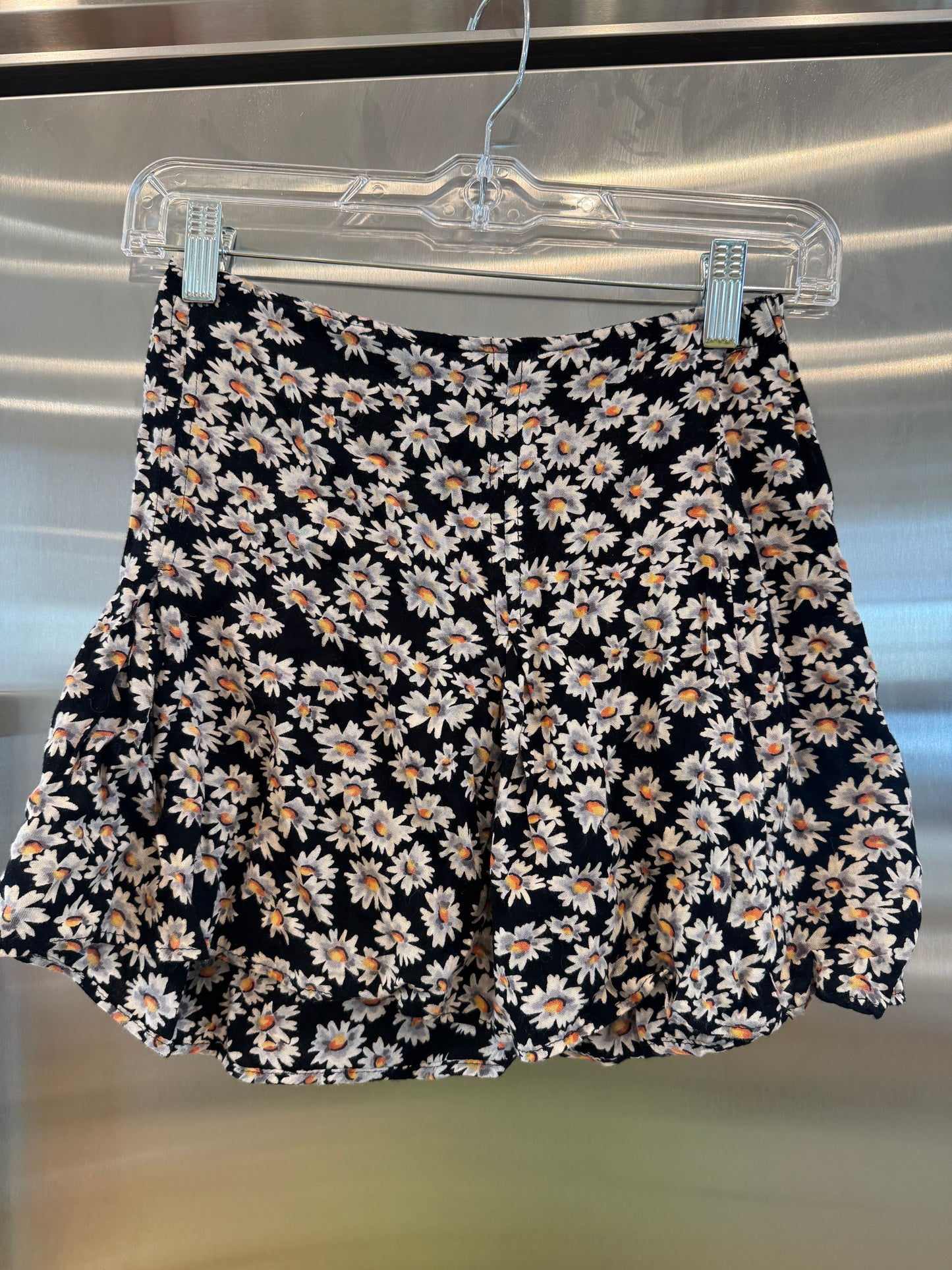 John Galt Mini Skirt in Black with white sunflowers * Pre-Owned * Brandy Melville Deadstock