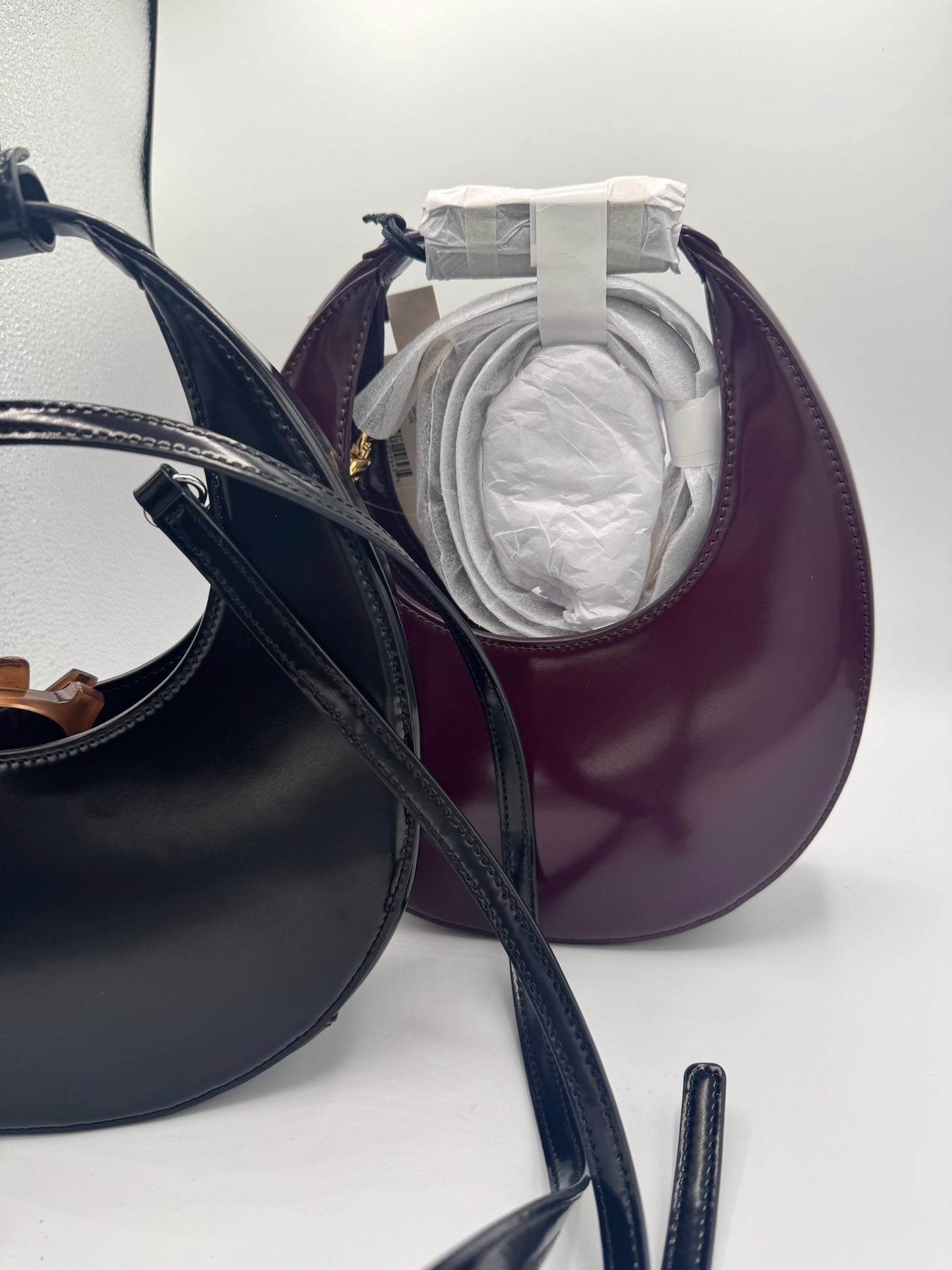 Staud Mini Moon Purse in Syrah Burgundy Leather, Crossbody Bag