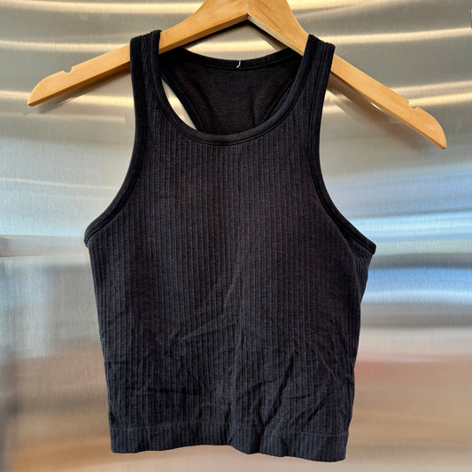 Lululemon Ebb to Street Ribbed Racerback Crop Tank Top Black / Dark Grey * Pre-Owned