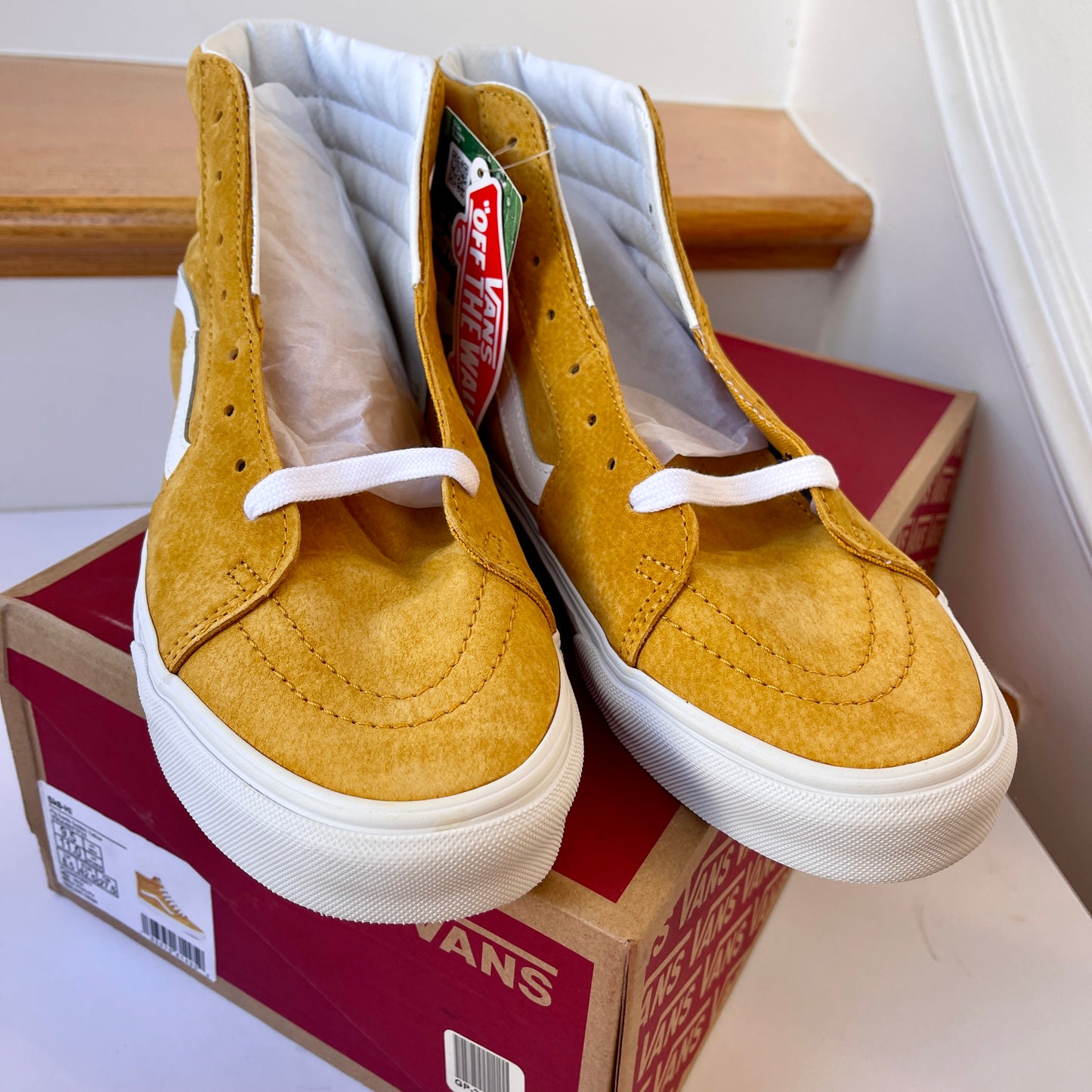 Vans Sk8 Hi Golden Yellow High Top Classic Skate Sneaker Pig Suede Leather