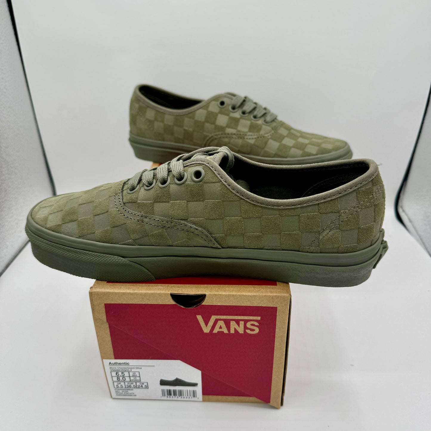 Vans Authentic Classic Low Top Sneaker Monochrome olive green checker board