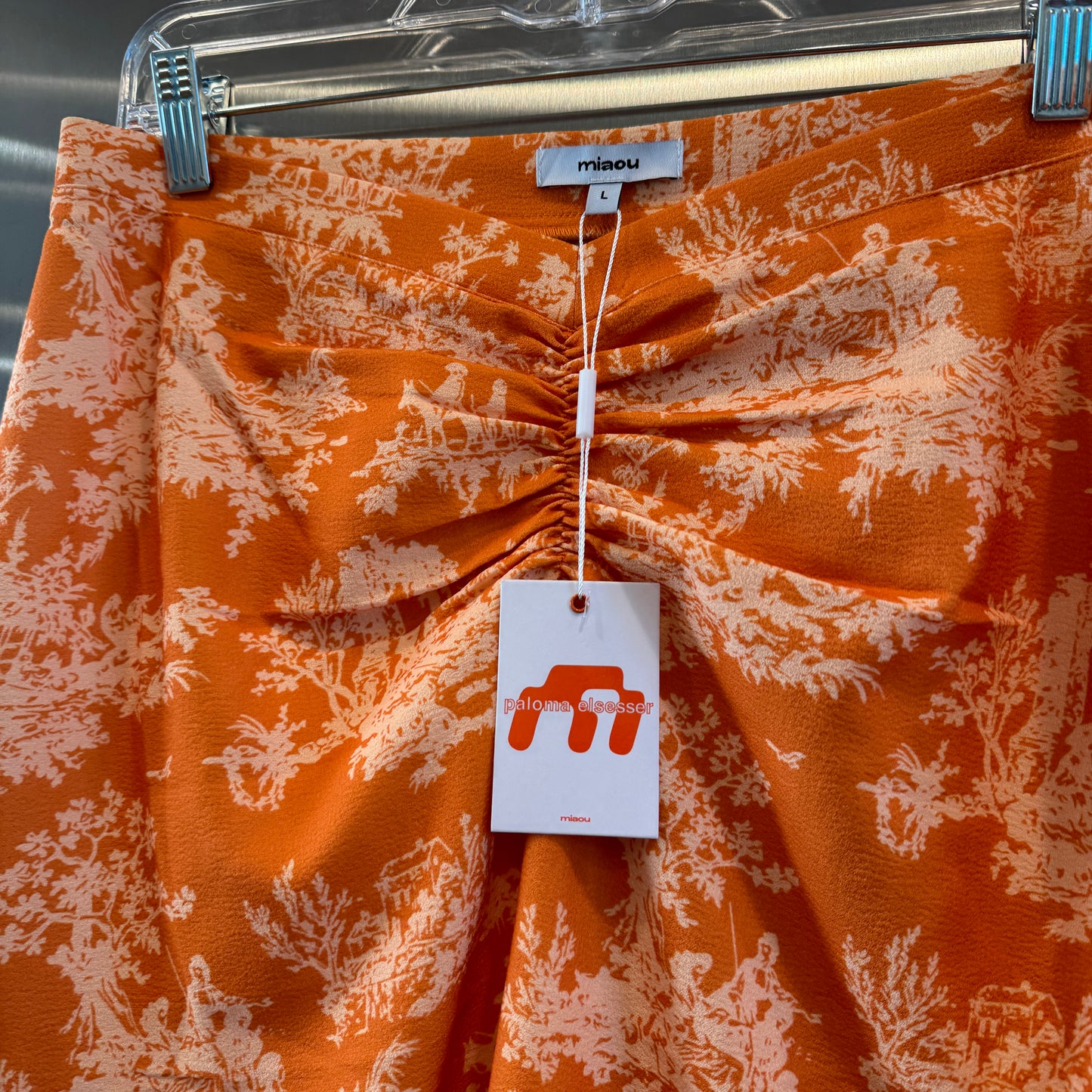 Miaou Preston Midi Skirt in Clementine Toile Orange x Paloma Elsesser Collab