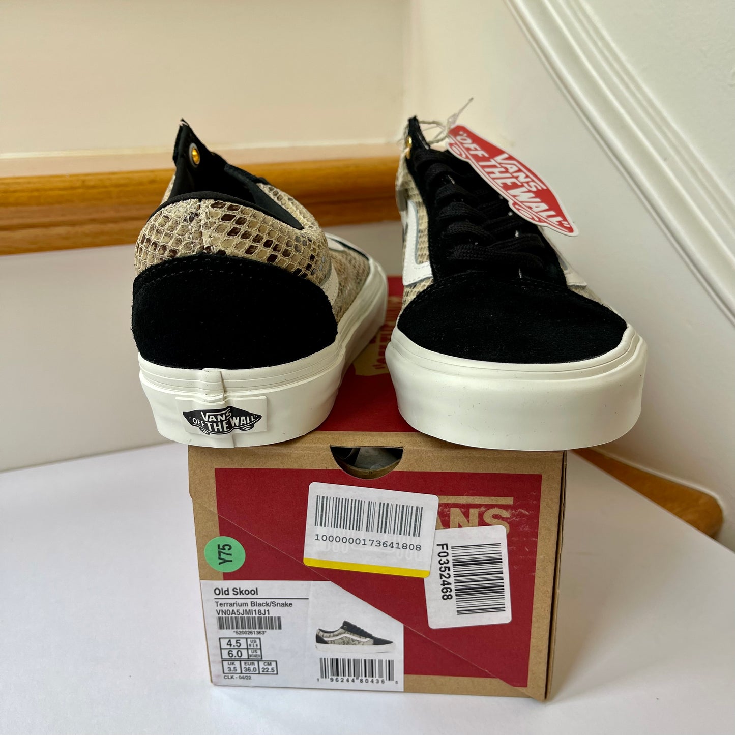 Vans Old Skool Black Suede sneakers with snake skin leather low top shoes