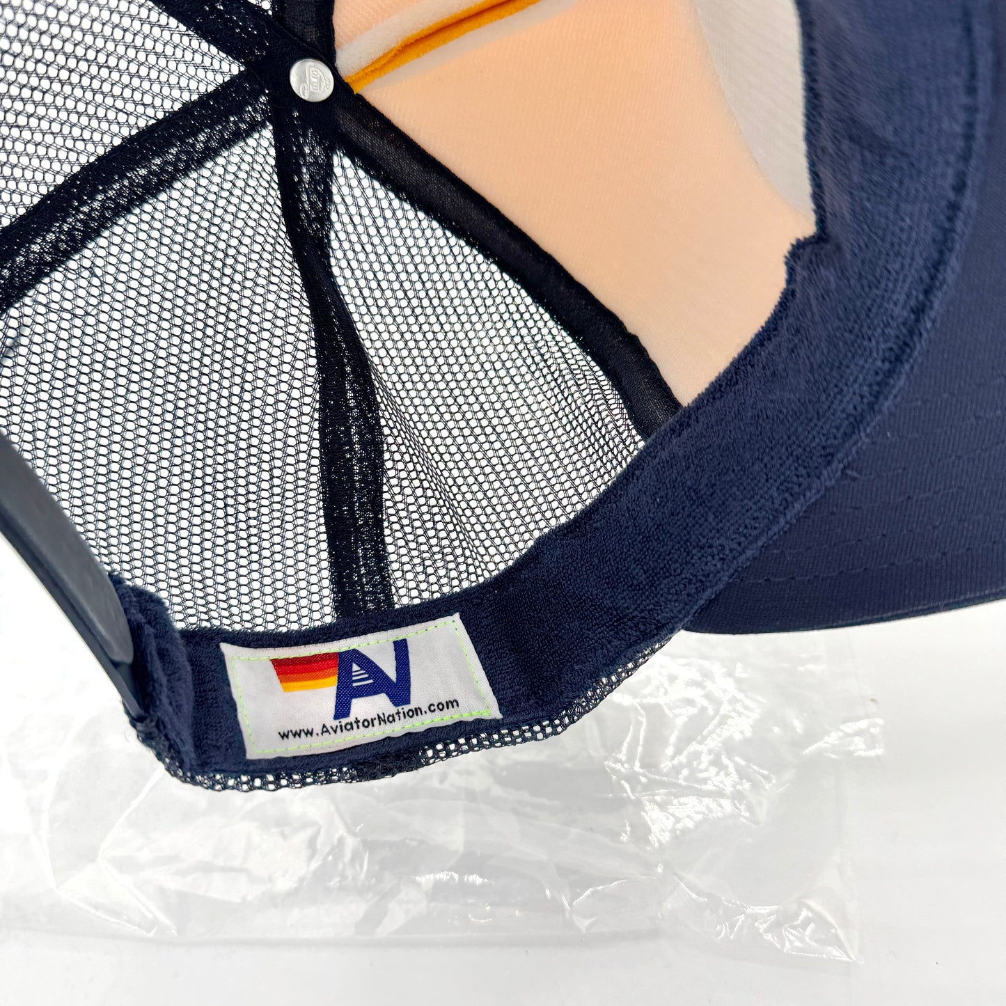 Aviator Nation Aspen Palm Tree Festival Trucker Hat - Navy / Gold