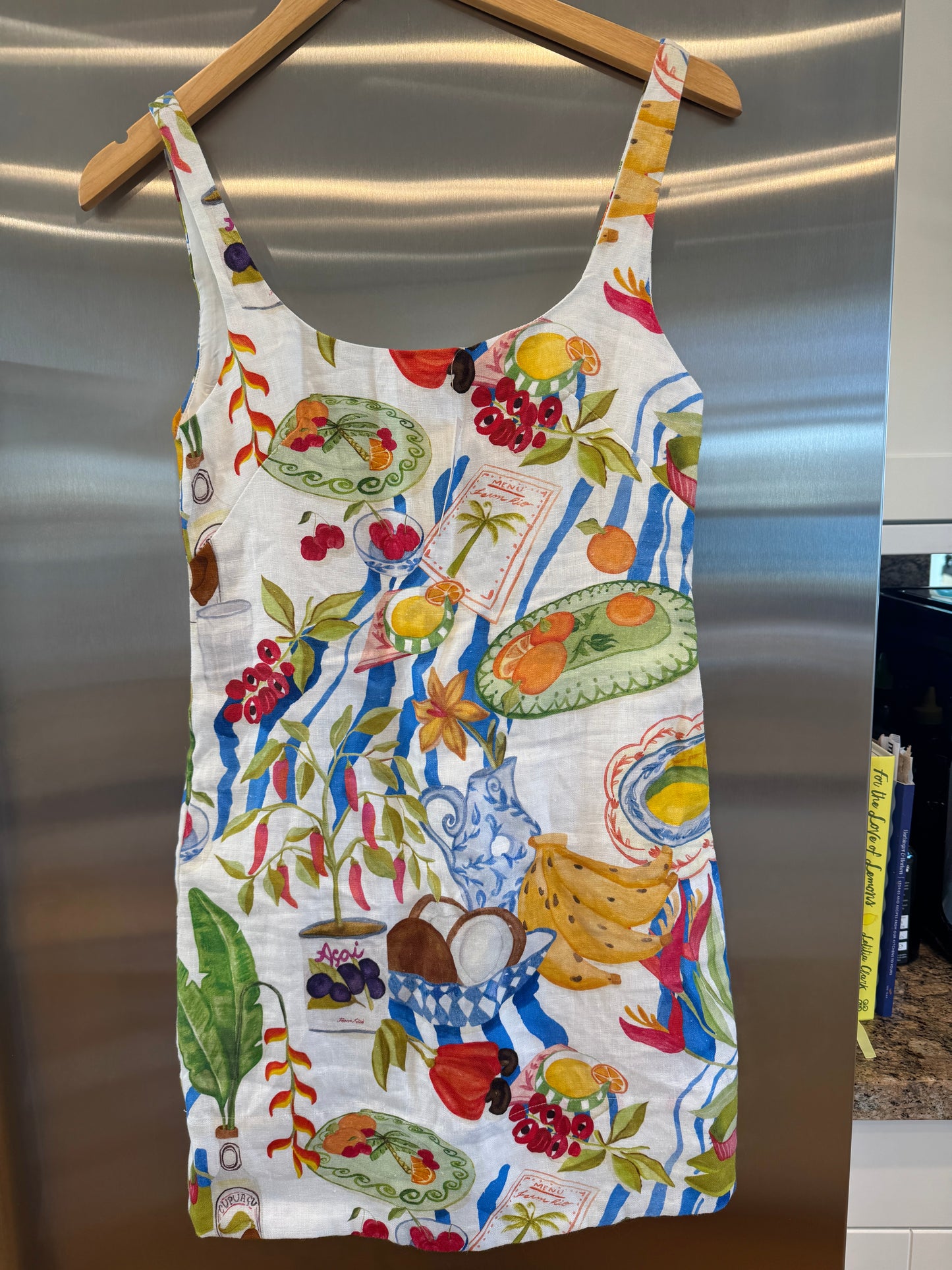 Farm Rio Linen Mini Dress in Fresh Table Multicolor