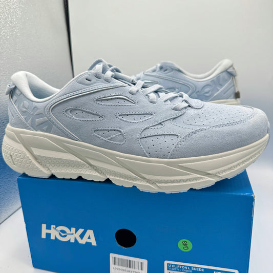 Hoka Clifton L Suede in Country Air / Bit of Blue UNISEX Shoes Leather BLRK