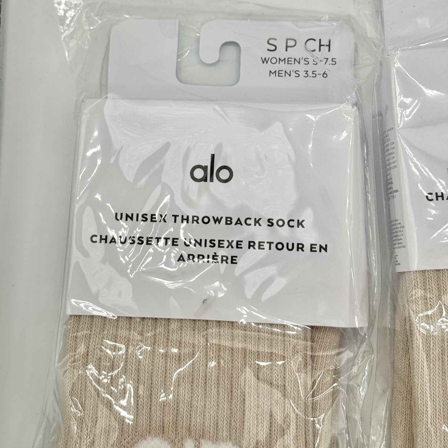 Alo Yoga (Bundle) Unisex Throwback Socks, 4x Pairs - Bone / White