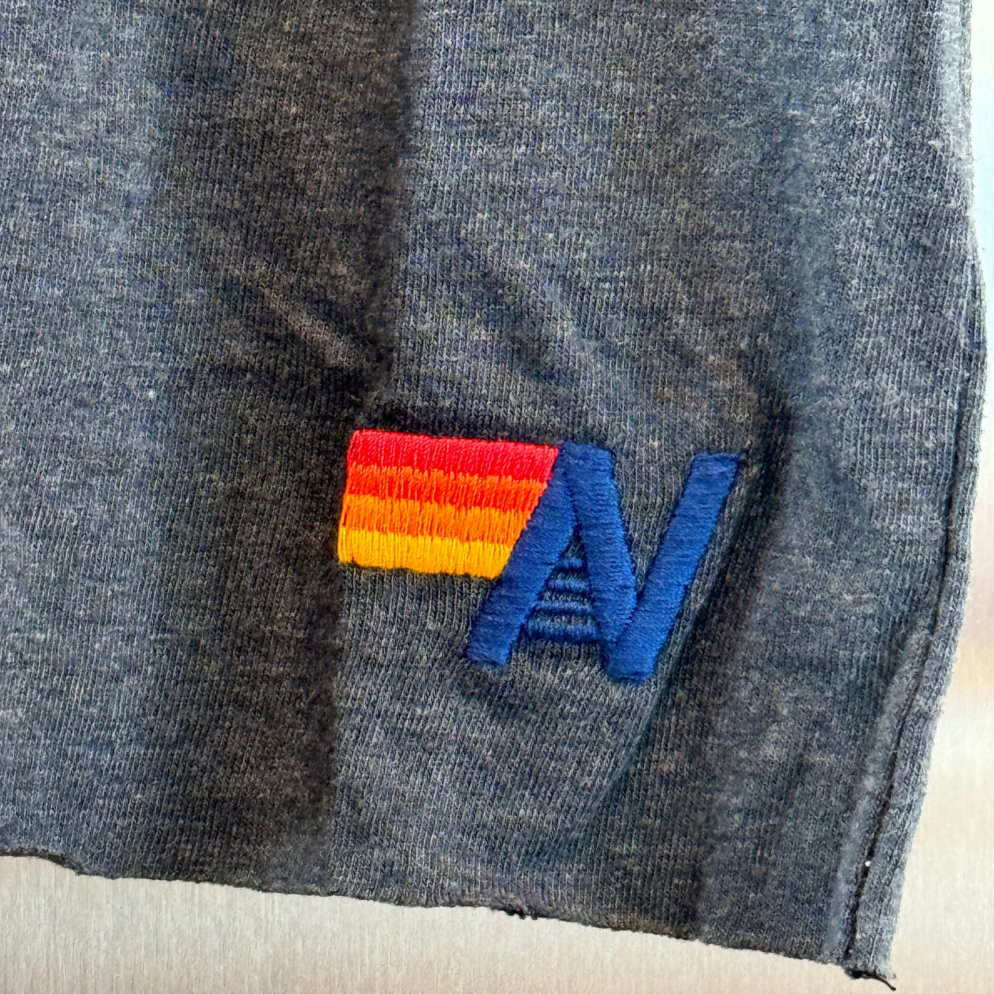 Aviator Nation Women’s Boyfriend Tee in Charcoal Grey Classic Rainbow Logo