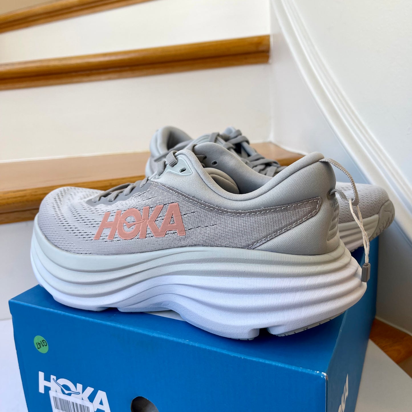 Hoka Bondi 8 Running Shoes in Harbor Mist / Lunar Rock Grey Hoka One One