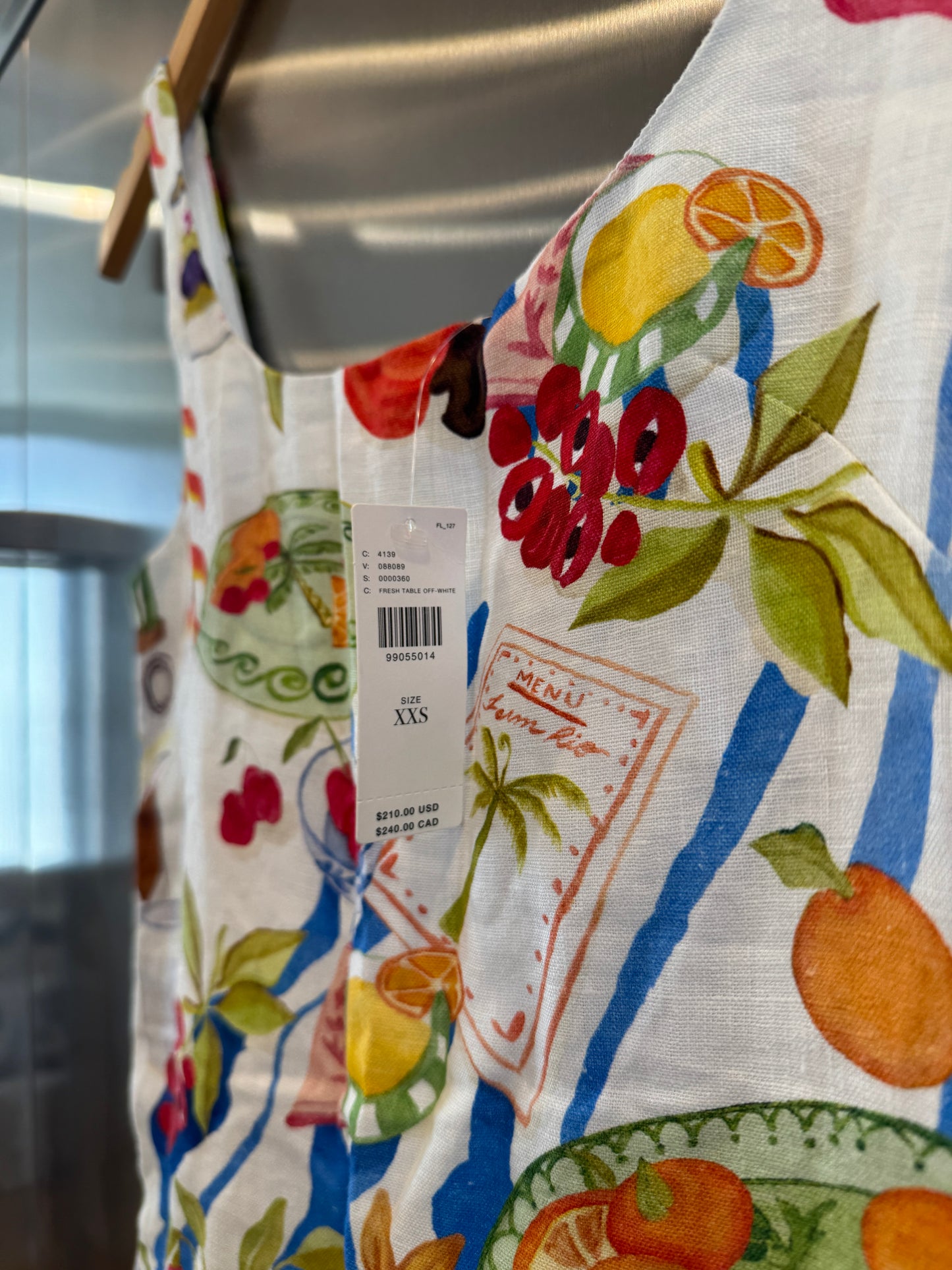 Farm Rio Linen Mini Dress in Fresh Table Multicolor