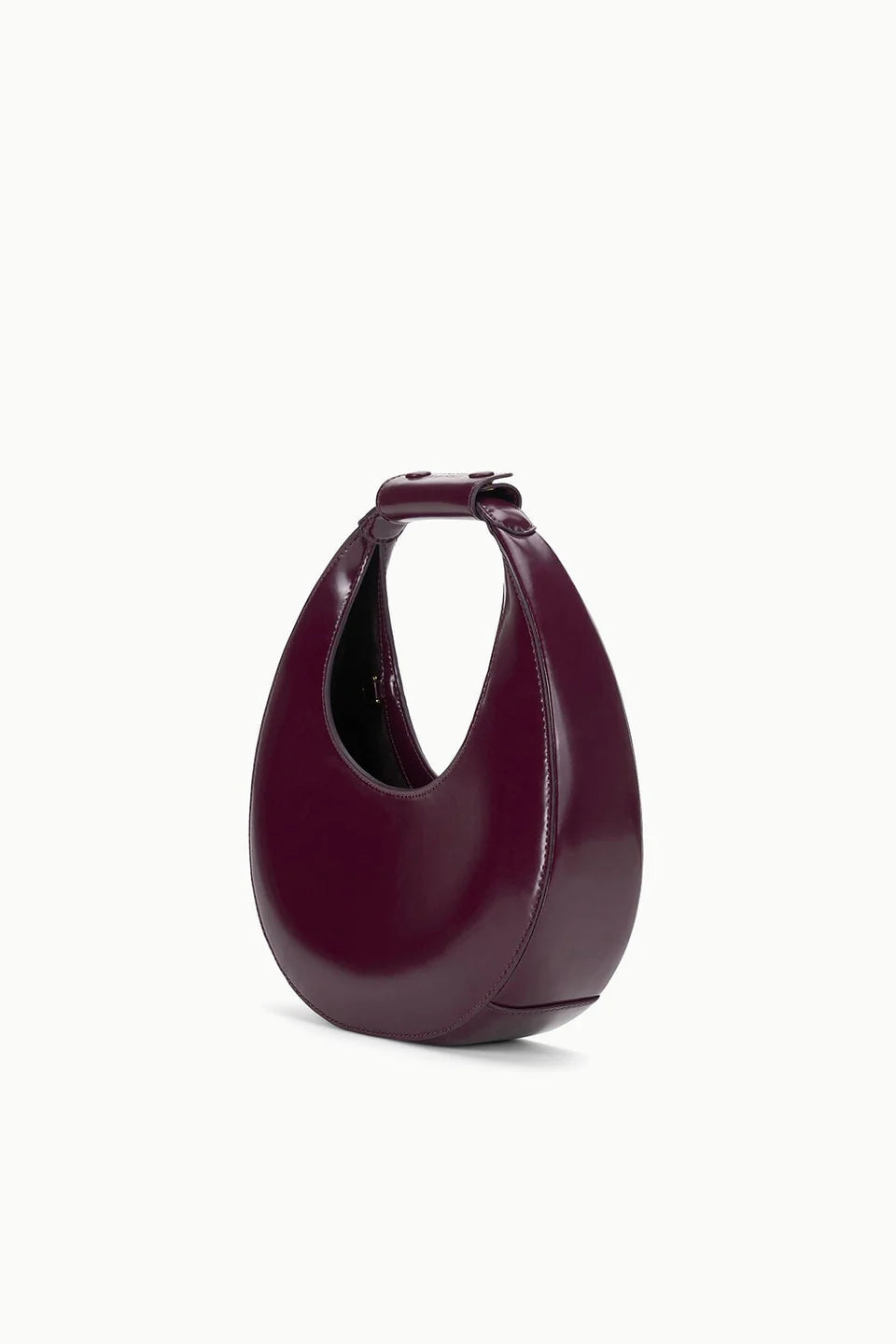 Staud Mini Moon Purse in Syrah Burgundy Leather, Crossbody Bag