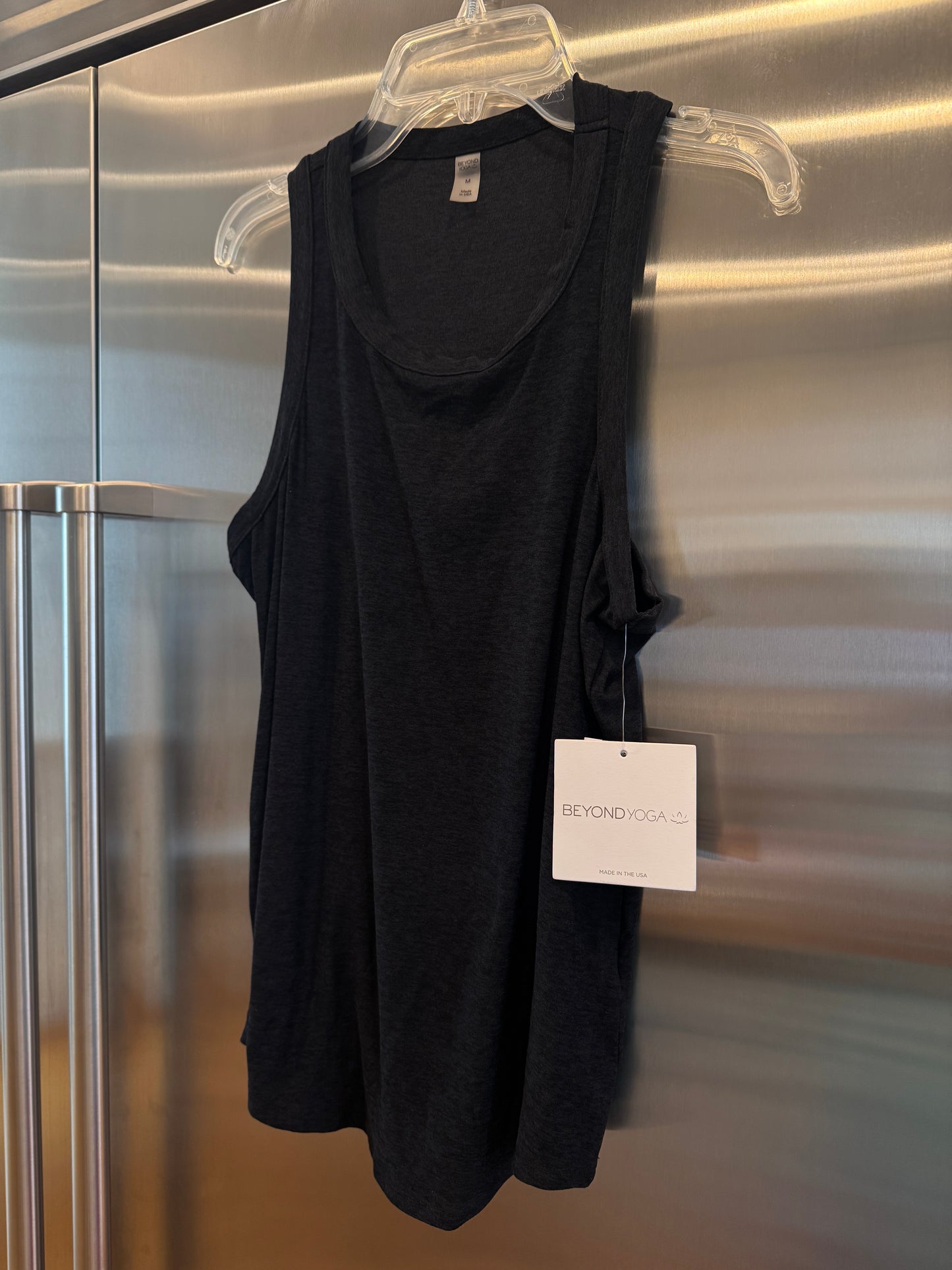 Beyond Yoga Featherweight Keep It Moving Tank Top in Darkest Night Black - Women’s