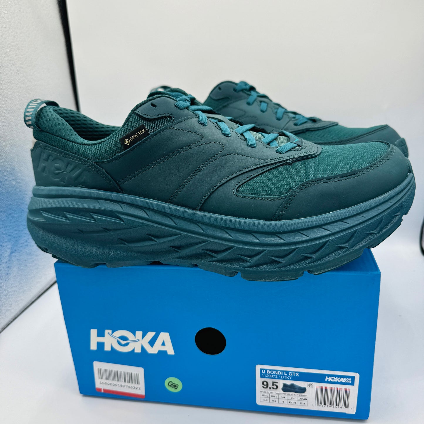 Hoka Bondi L Leather GTX GoreTex U Unisex , Deep Teal Kayak Blue Cushioned Shoes