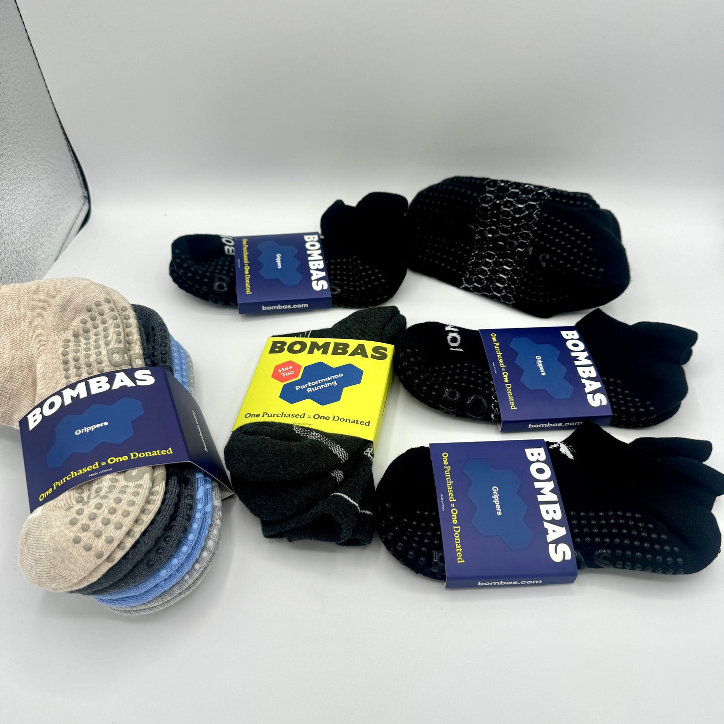 Bombas Bundle: 9 Pairs Grip Socks BUNDLE Grippers Athletic Pilates Multicolor