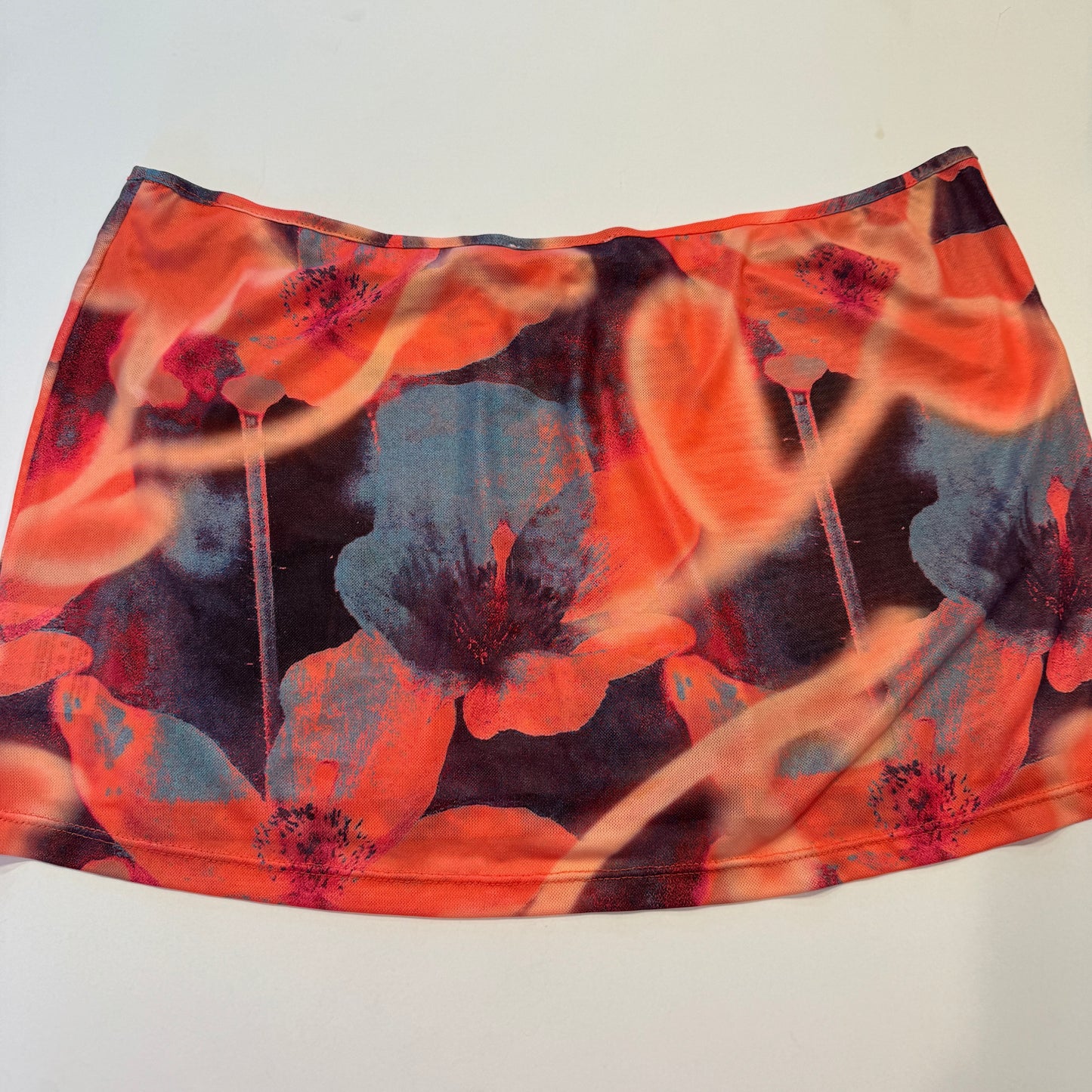 Miaou Elektra Skirt Mini Micro in Neon Peach Floral