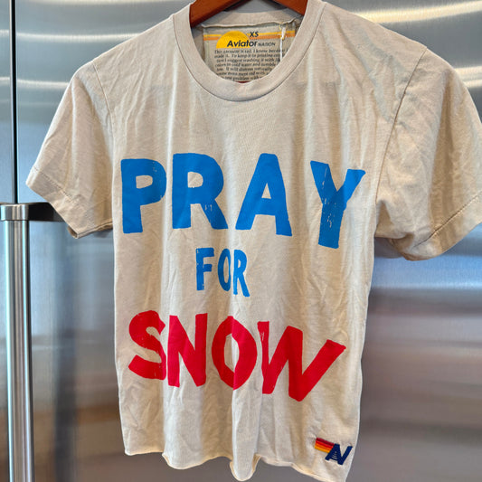 Aviator Nation Pray For Snow Boyfriend Tee Shirt in Sand