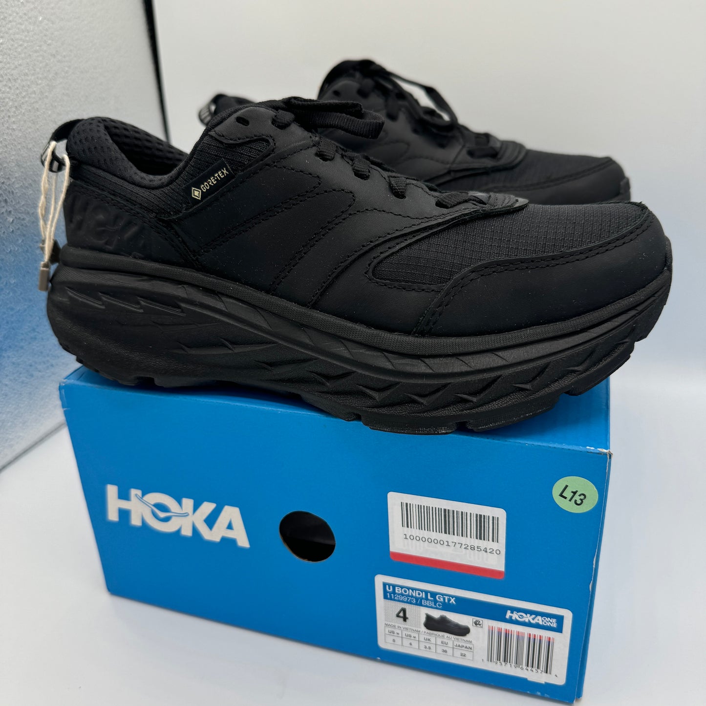 Hoka Bondi L Leather U Unisex GoreTex Black Cushioned Shoes BBLC Waterproof