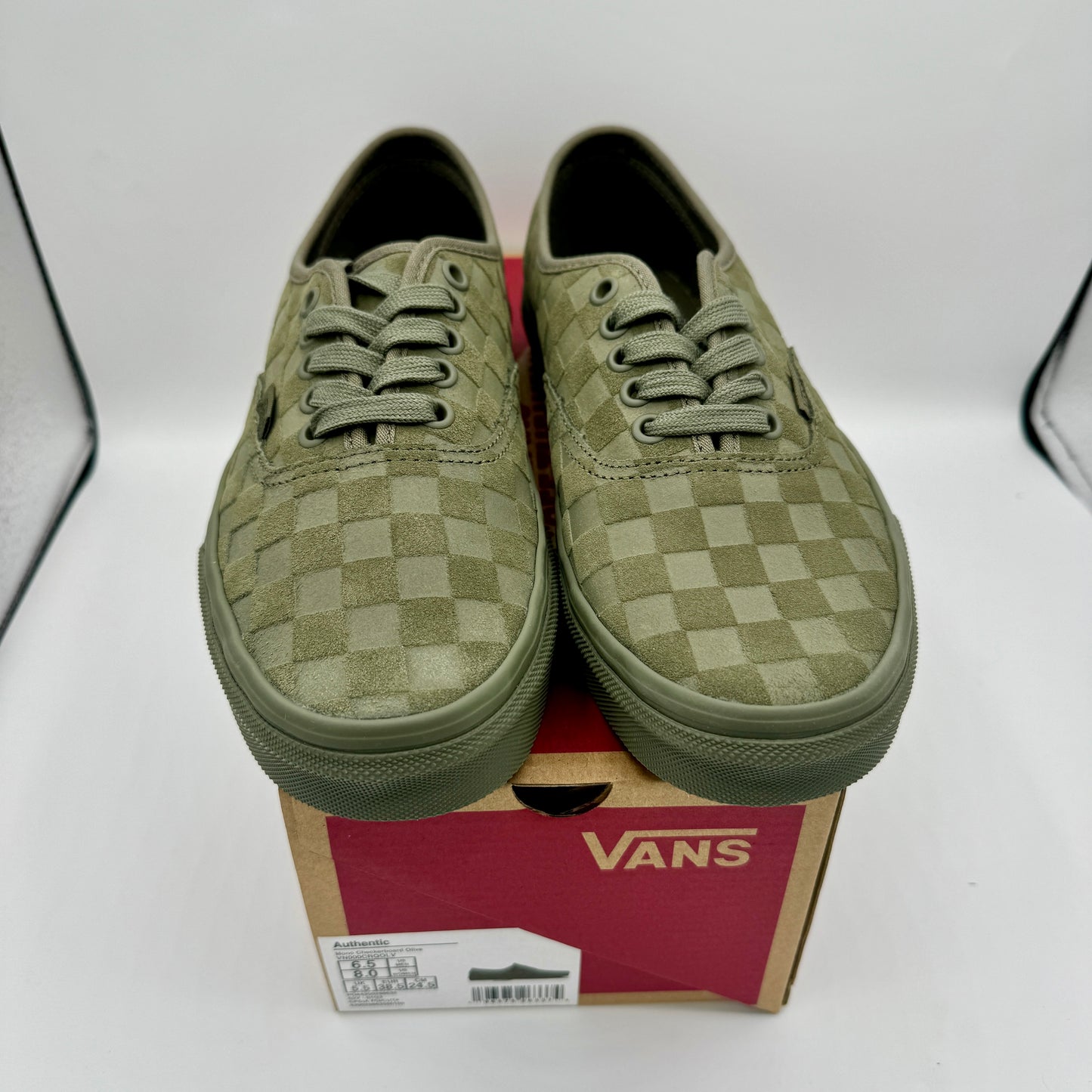 Vans Authentic Classic Low Top Sneaker Monochrome olive green checker board