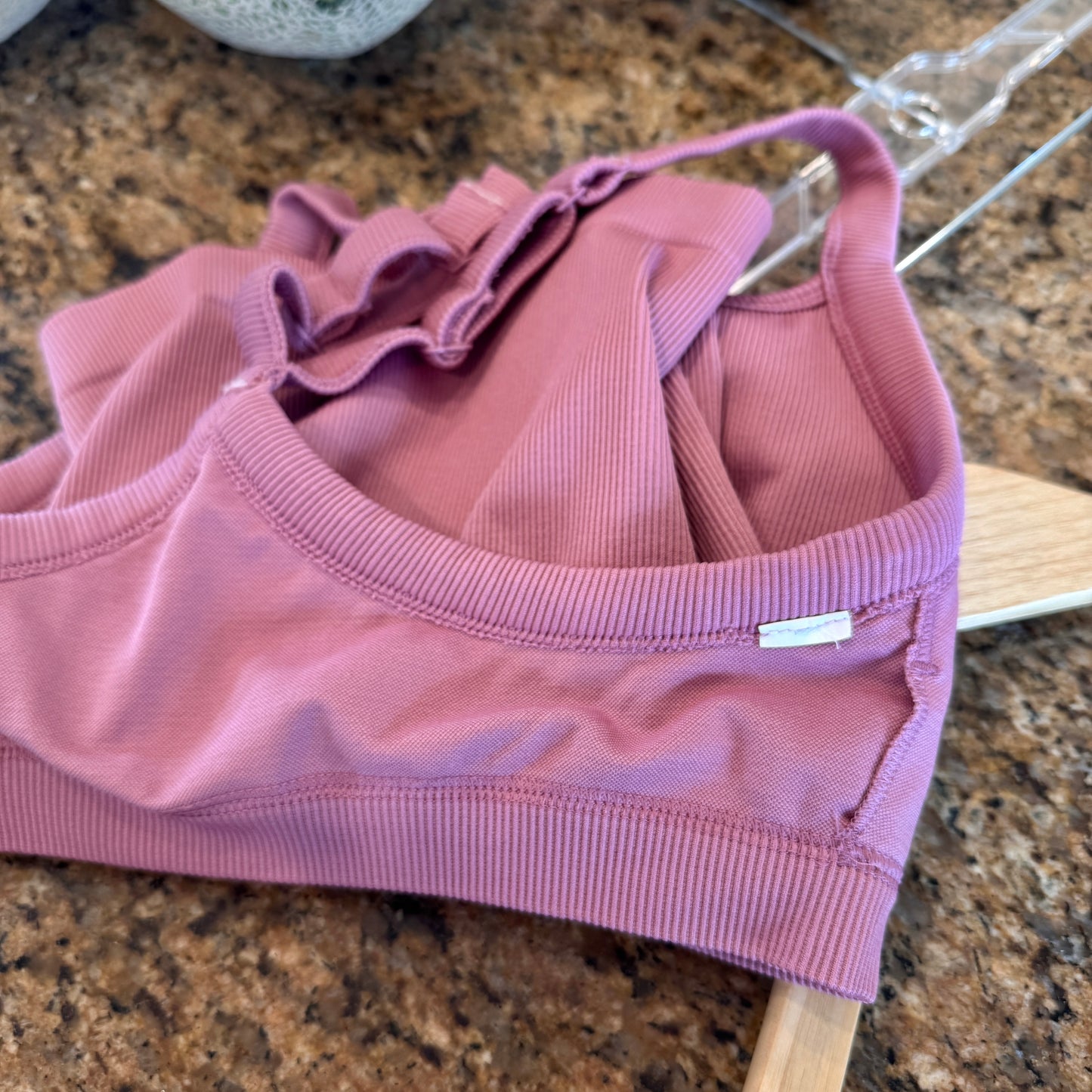Alo Matching Set- Match Point Shorts and Seamless Ribbed Favorite Full Length Bra Tank Top in Pink Wild Rose