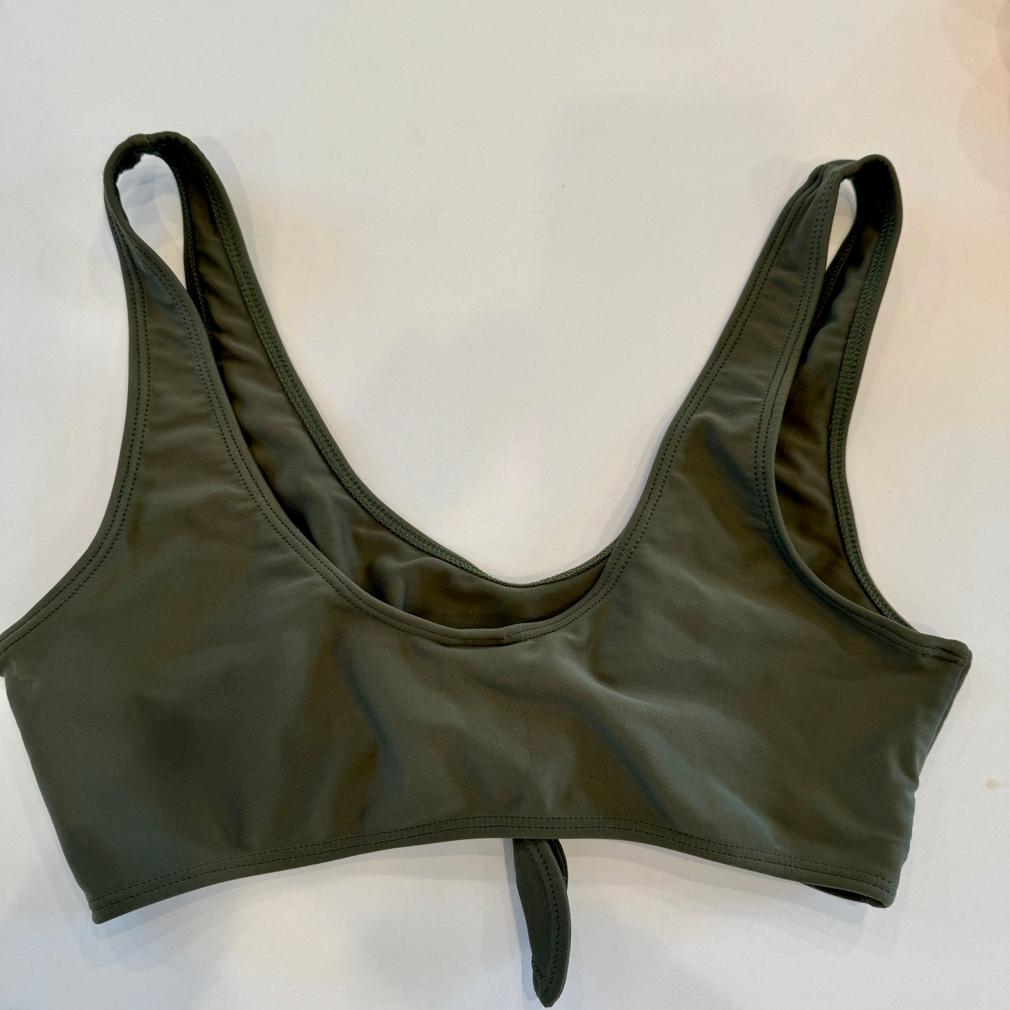 Lolli X Free People Collab Swim Top Olive Army Green Tie Front Bikini Like New Pre-Owned