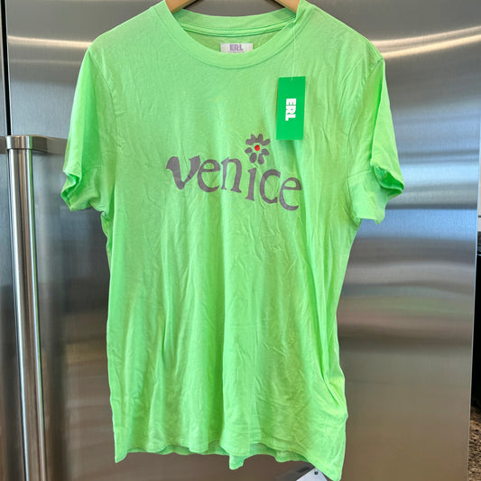 Erl Venice Green Tee Shirt Be Nice Print Unisex Signature Design Brand New