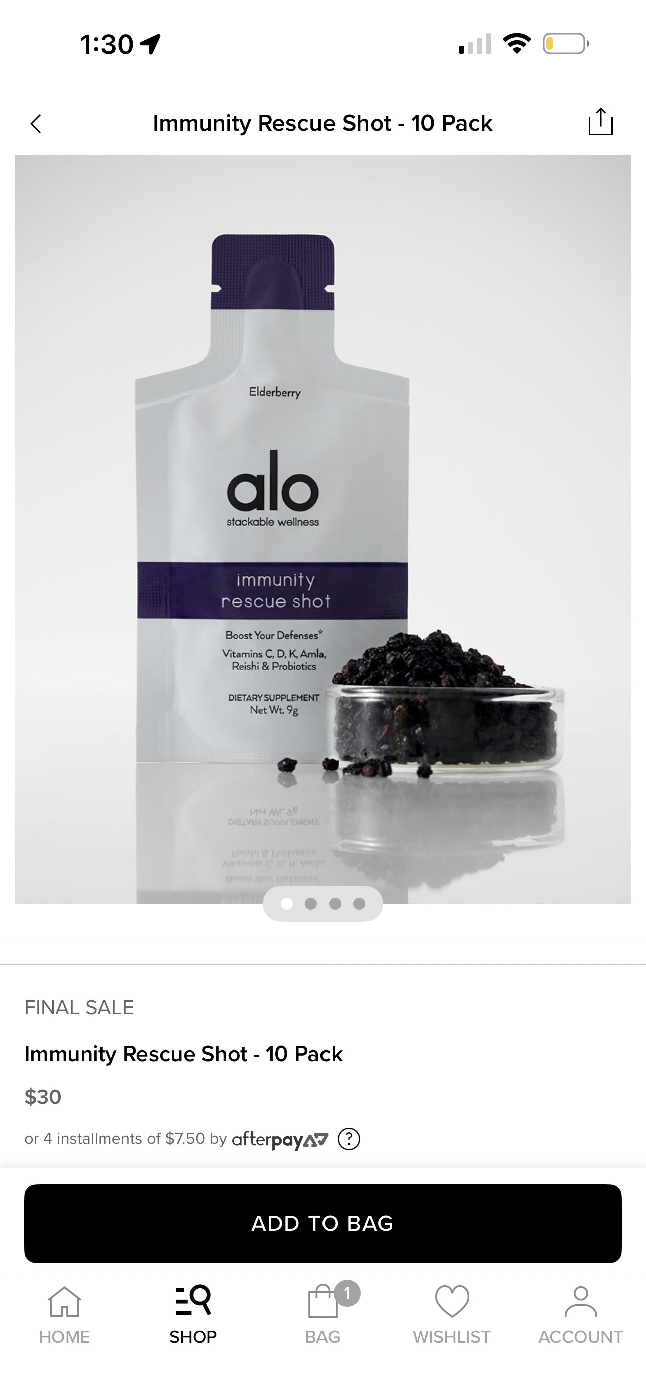 Alo Yoga (Bundle) 8x Sets of Wellness Shots (4) Discovery Packs , Dietary Supplements (32 Sachets Total)