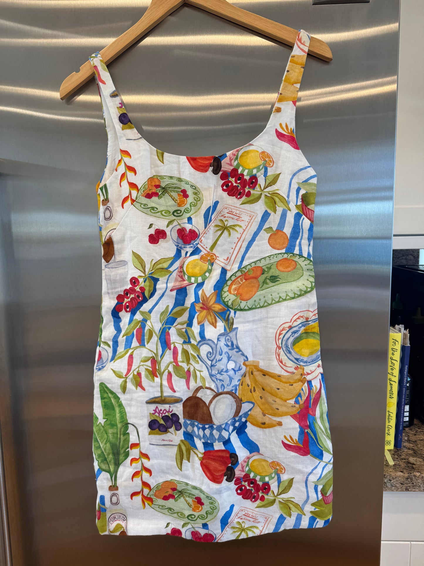 Farm Rio Linen Mini Dress in Fresh Table Multicolor