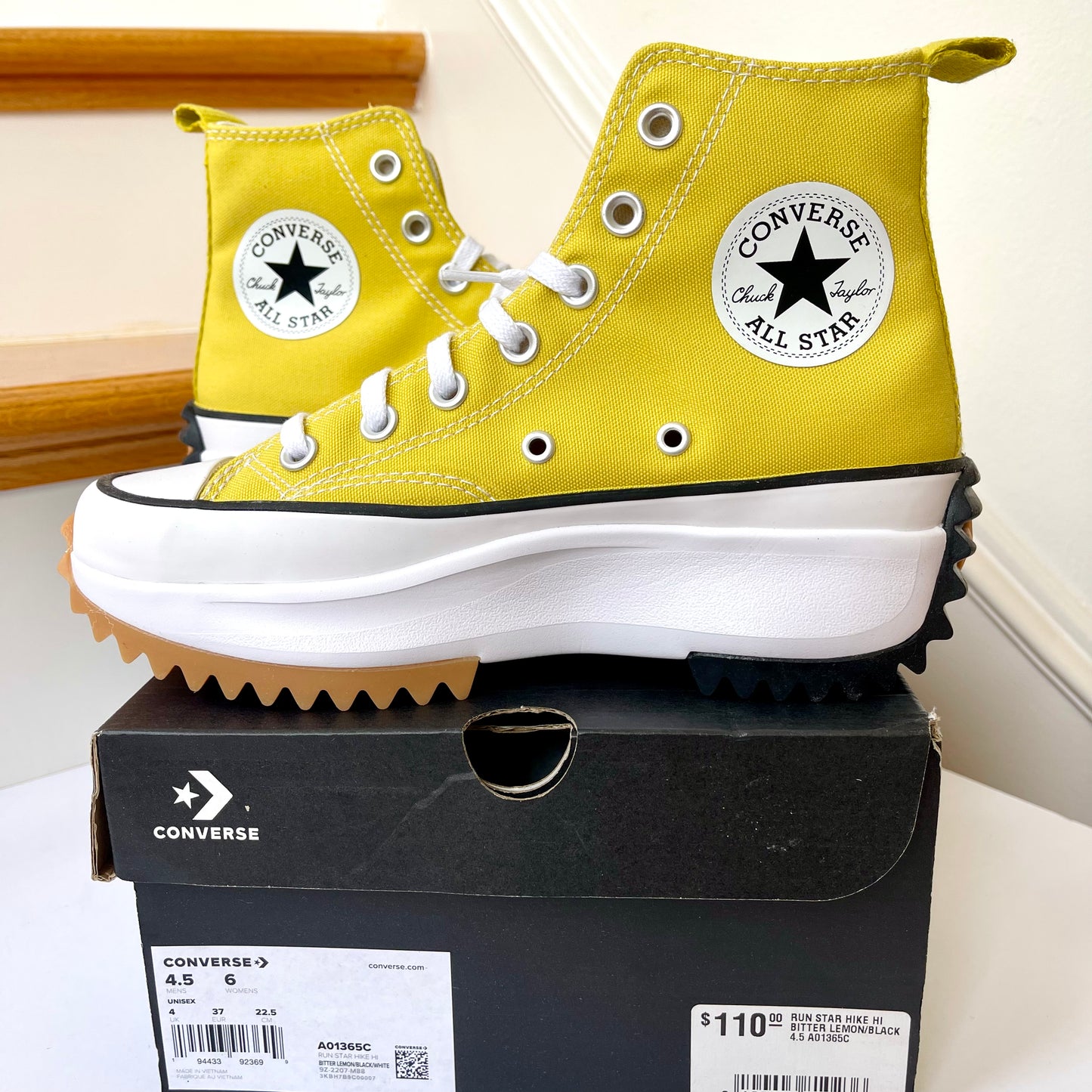 Converse Run Star Hike Platform in Bitter Lemon high top Chuck Taylor sneakers