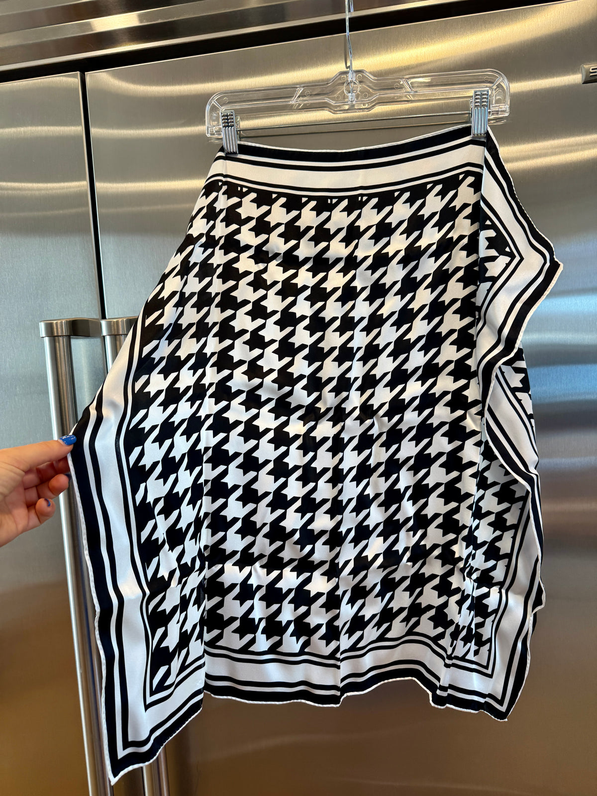 Porsche x Soho House Satin Pepita Black / White Houndstooth Heritage Pasha Scarf Bandana