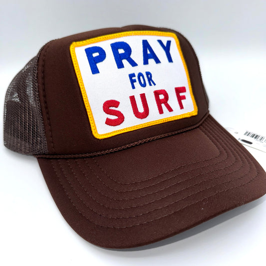 Aviator Nation Pray For Surf Brown Trucker Hat Cap Embroidered Classic beach