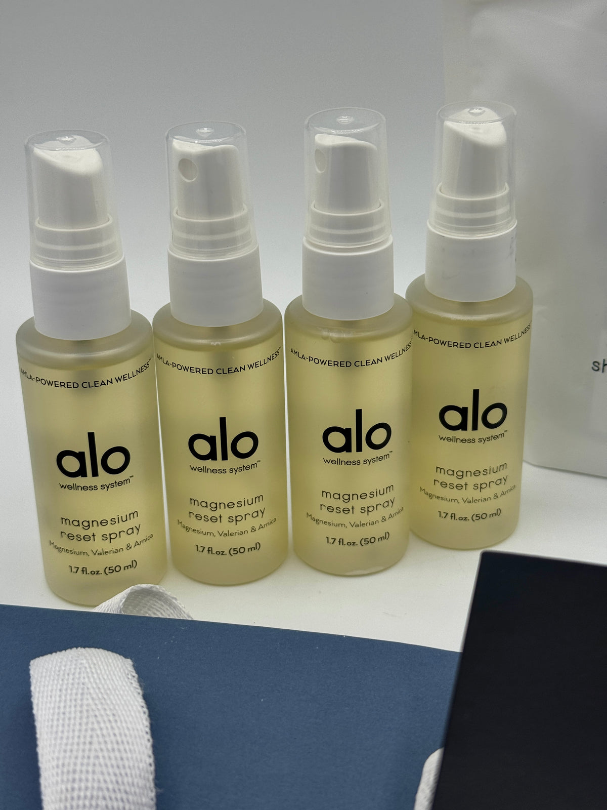 Alo Wellness BUNDLE (4) Magnesium Sprays, (2) Gift Bags, (1) Wellness Discovery Satchet Kit