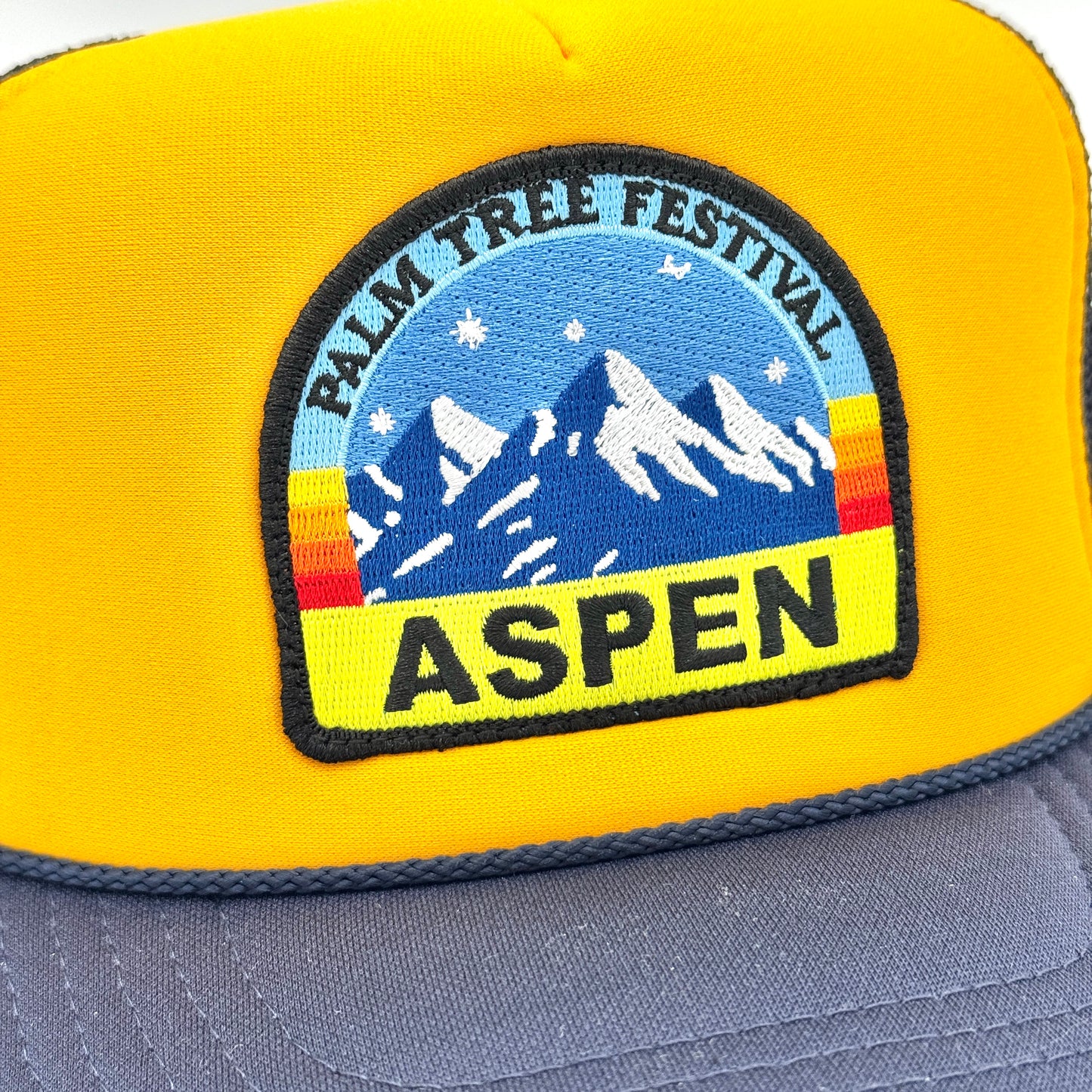 Aviator Nation Aspen Palm Tree Festival Trucker Hat - Navy / Gold