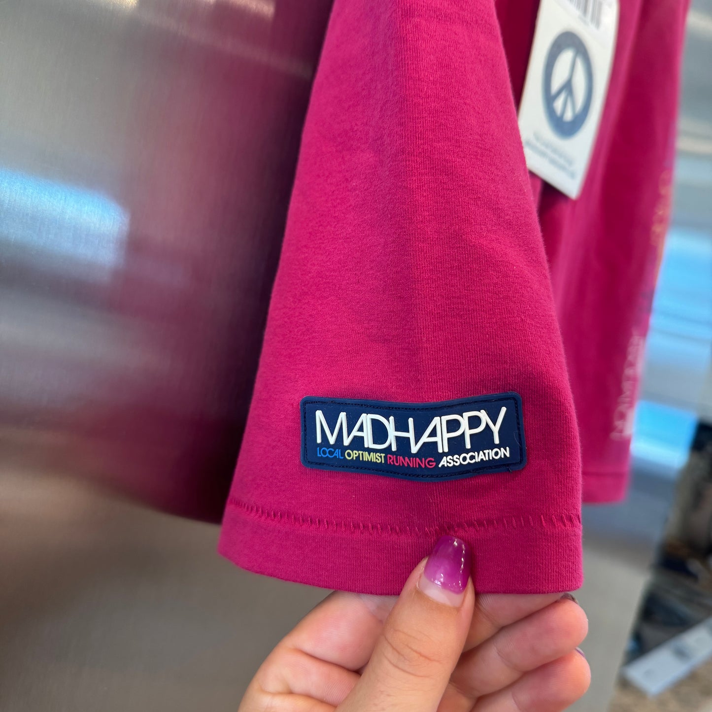 MadHappy Local Optimist Run Club Biker Shorts in Magenta Peony