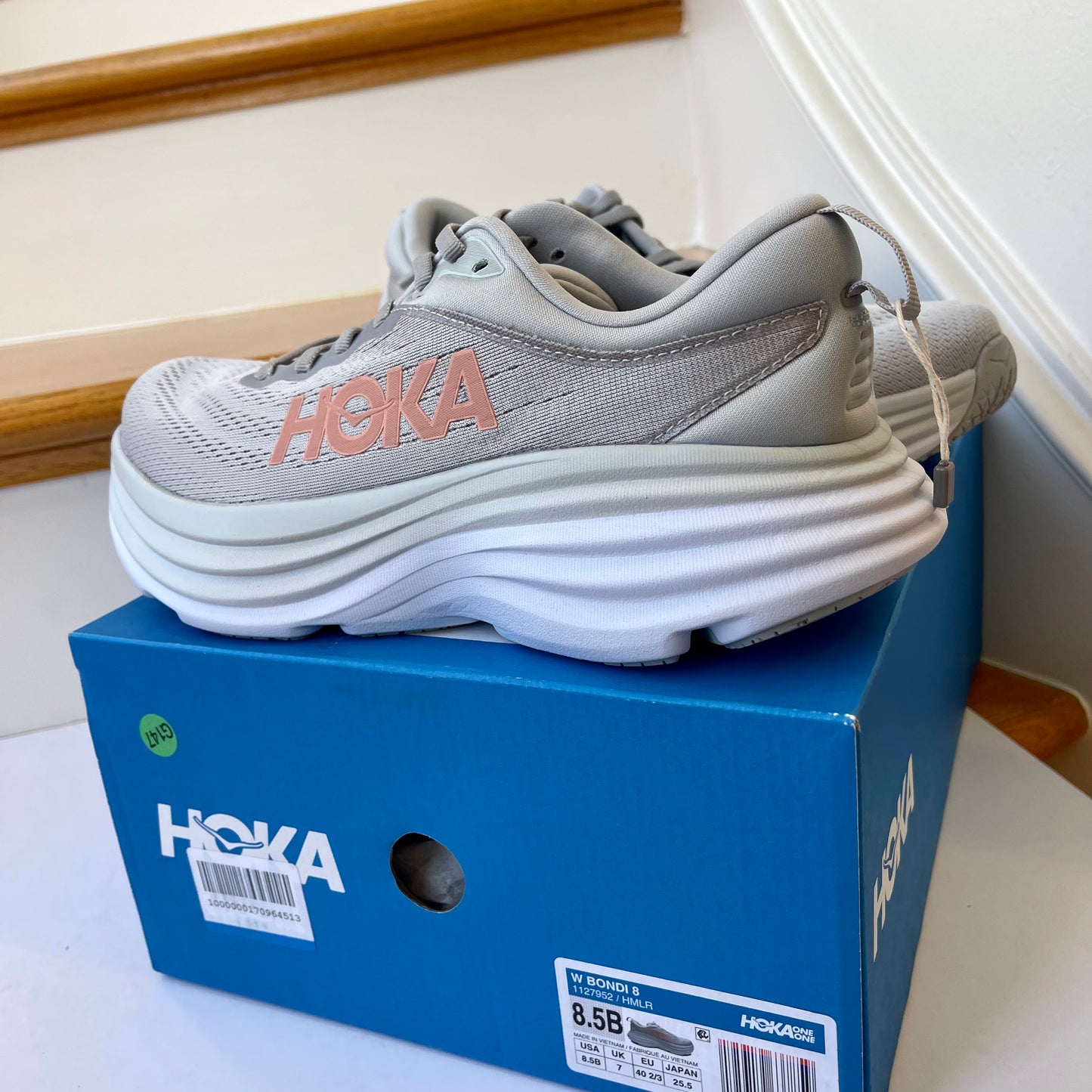 Hoka Bondi 8 Running Shoes in Harbor Mist / Lunar Rock Grey Hoka One One