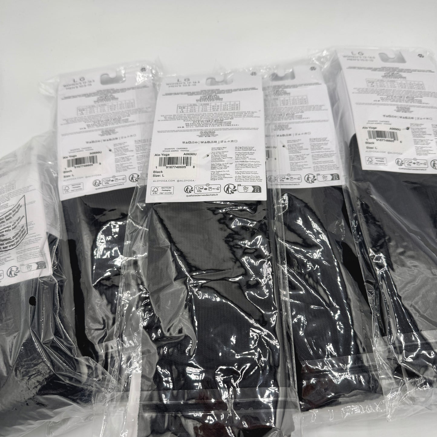 Alo Yoga (Bundle) Unisex Scrunch Socks, 5x Pairs - Black