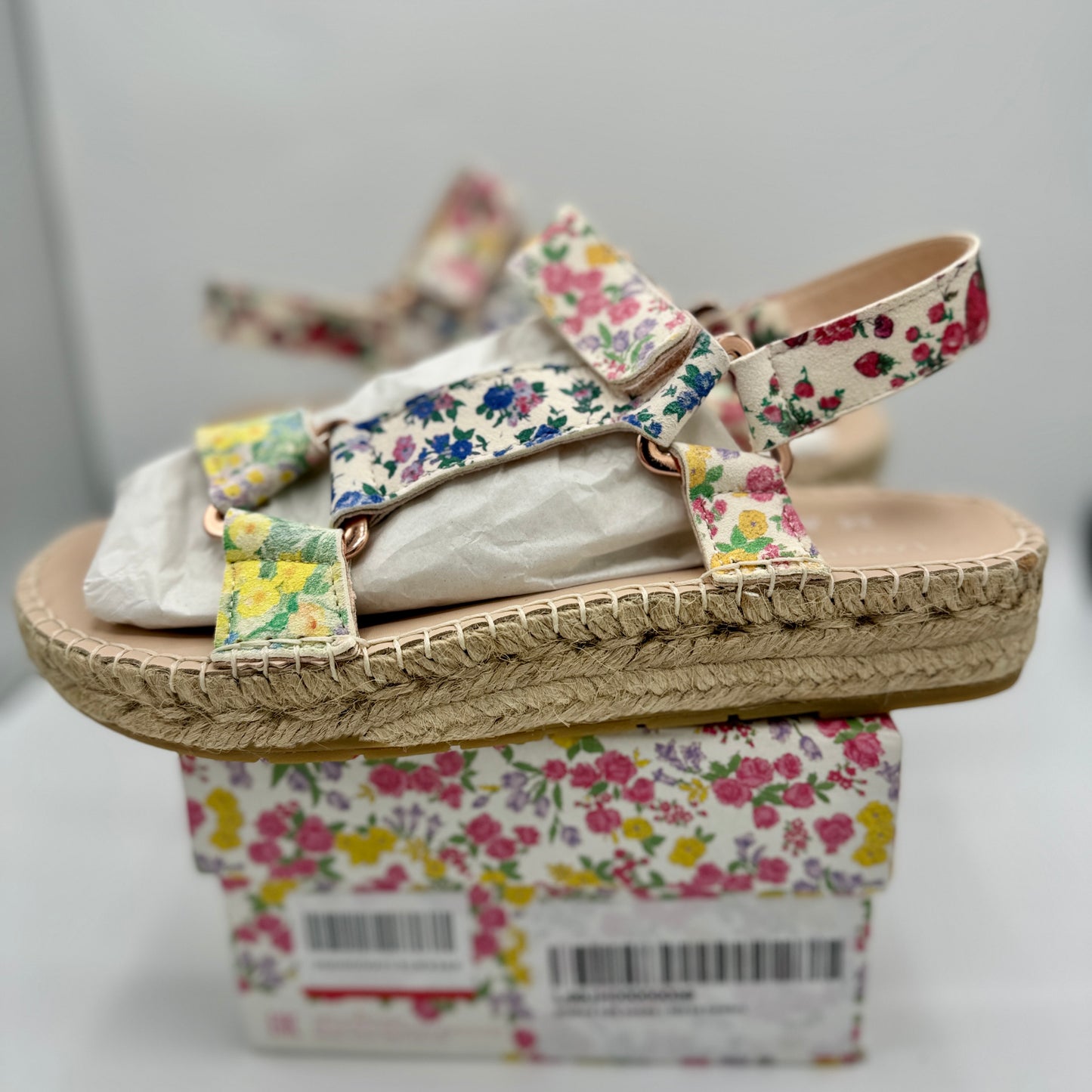 LoveShackFancy x Manebi Hiking Platform Espadrilles Floral Strap Sandals