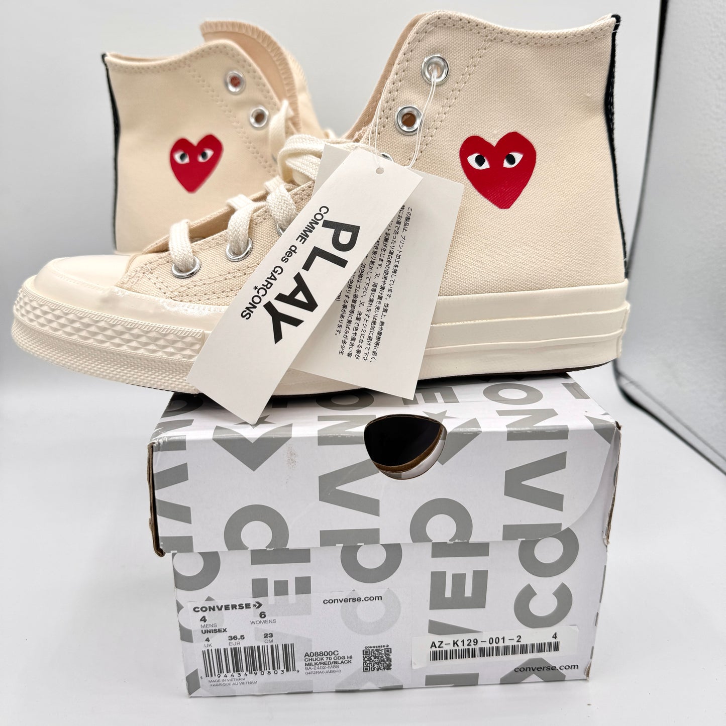 Commes Des Garçons CDG Play Converse High Top Chuck 70 Heart Sneaker